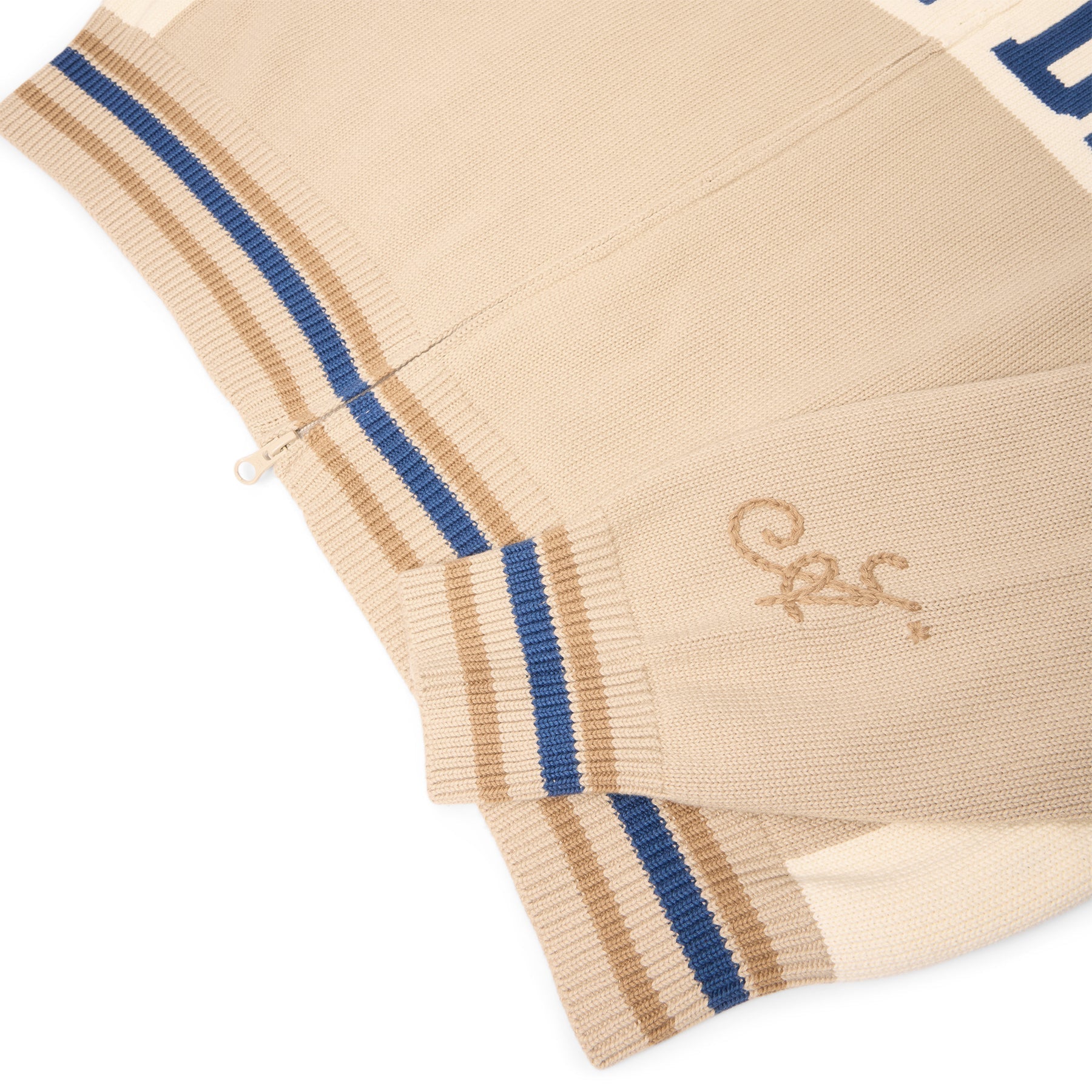 Adidem Asterisks Knit Sport Zip Up Sweater (Beige) Top