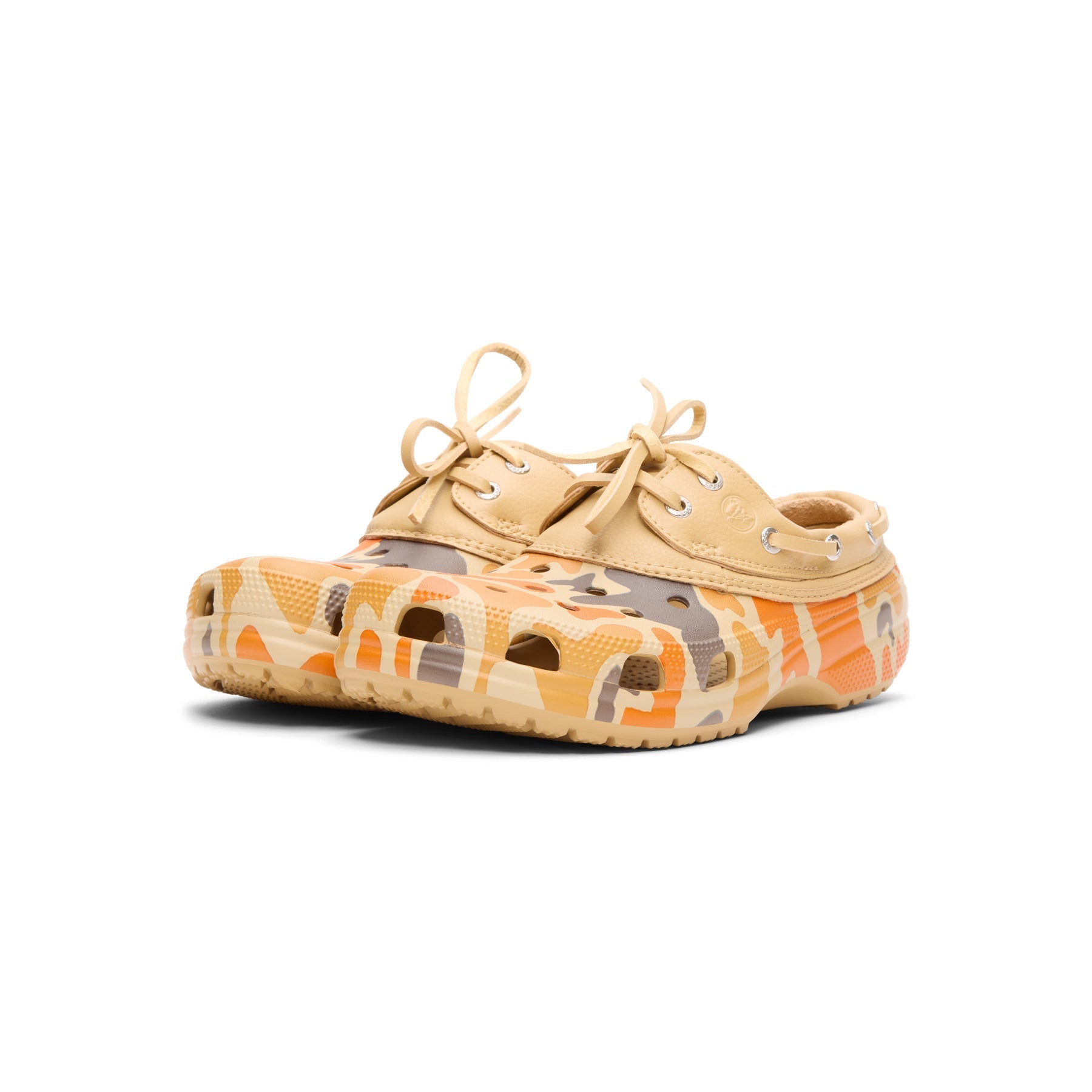 crocs-classic-duck-camo-boat-shoe-tan-shocking-orange  Footwear