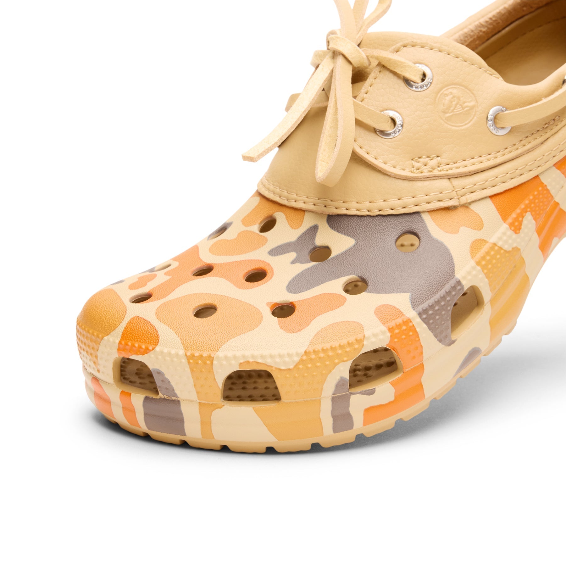 crocs-classic-duck-camo-boat-shoe-tan-shocking-orange  Footwear