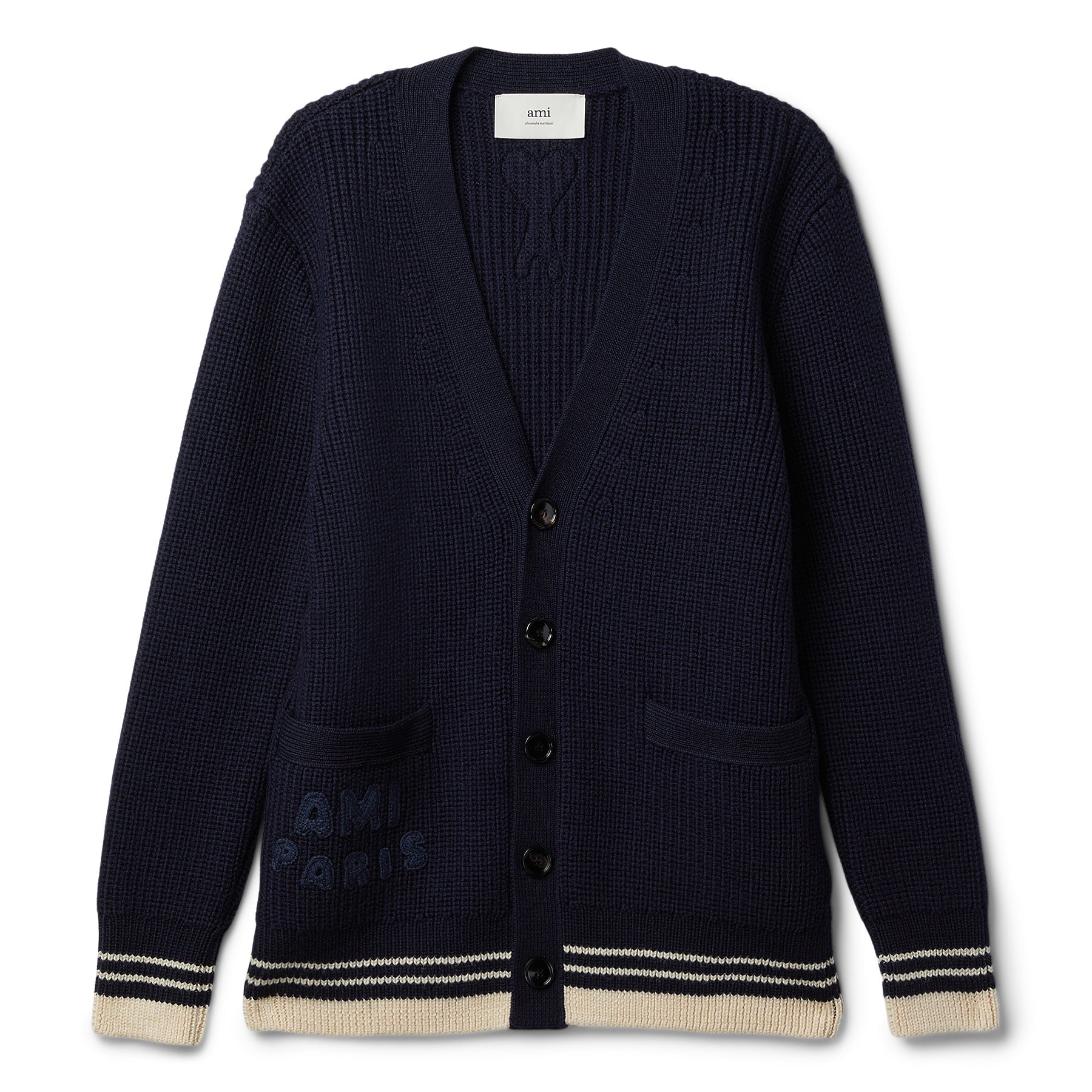 AMI Ribbed Cardigan (Navy blue) Top