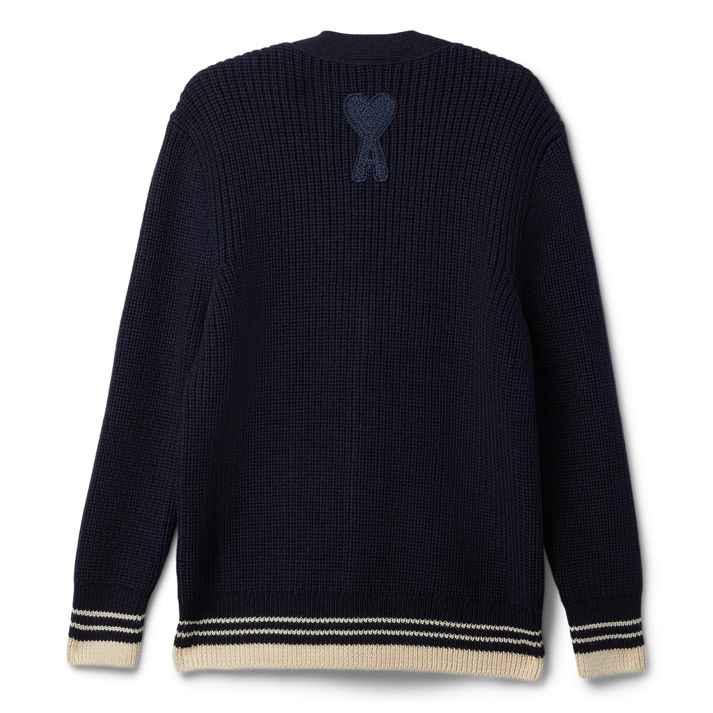 AMI Ribbed Cardigan (Navy blue) Top