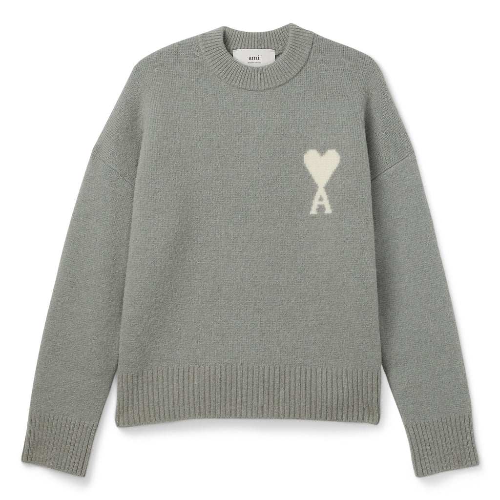 AMI ADC Alpaca Crewneck Sweater (Grey/Off white) Top