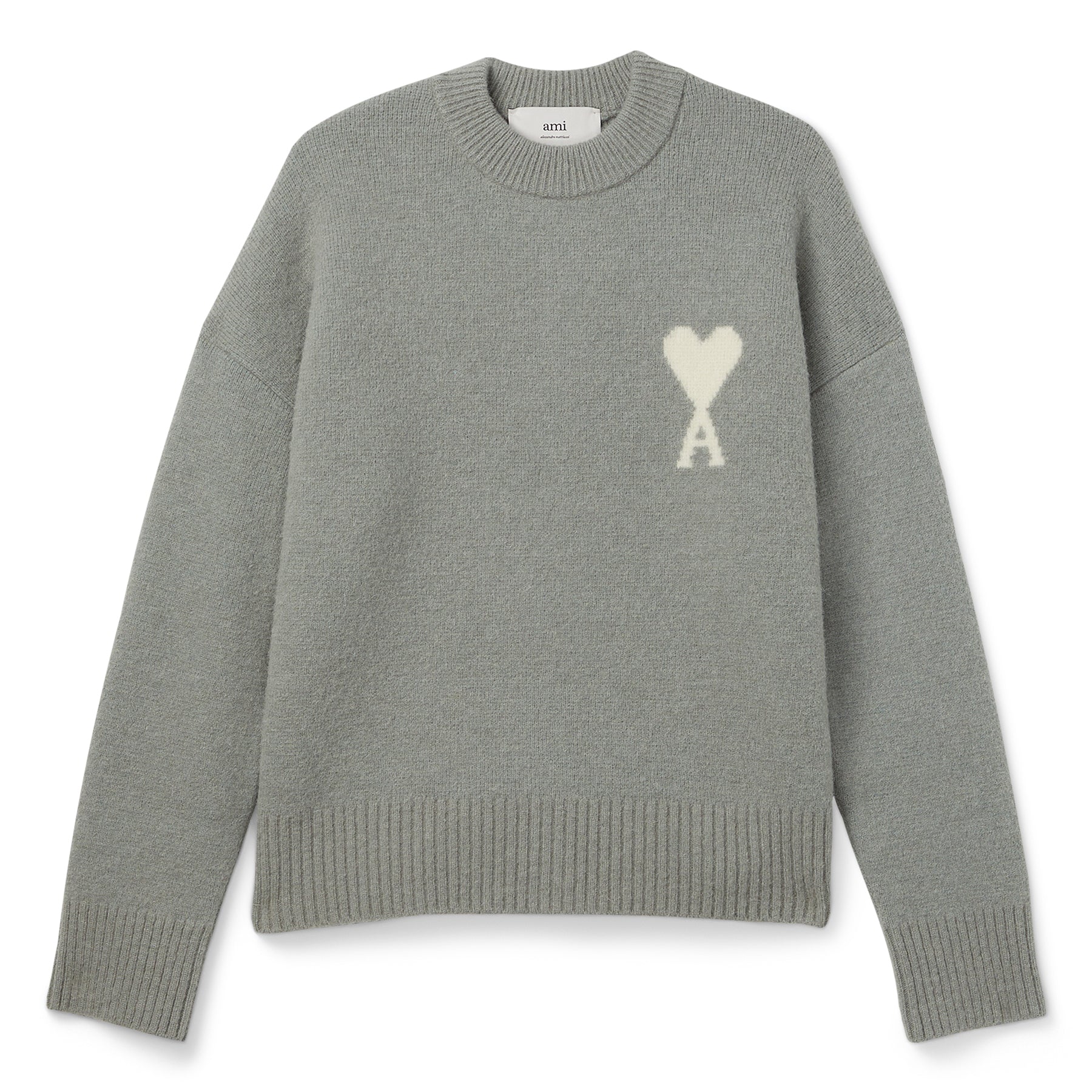 AMI ADC Alpaca Crewneck Sweater (Grey/Off white) Top