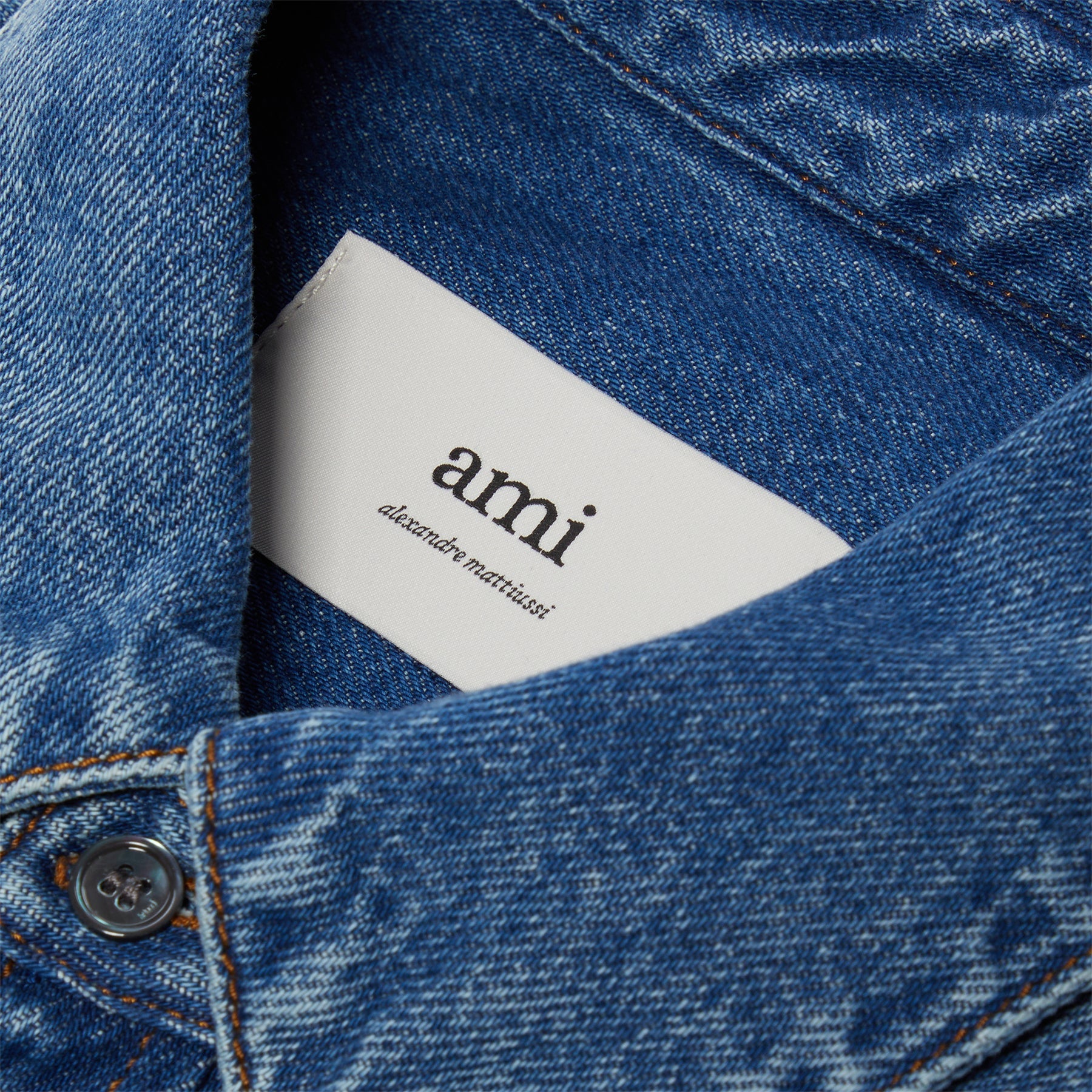 AMI ADC Cotton Button-Down Shirt (Blue) Top