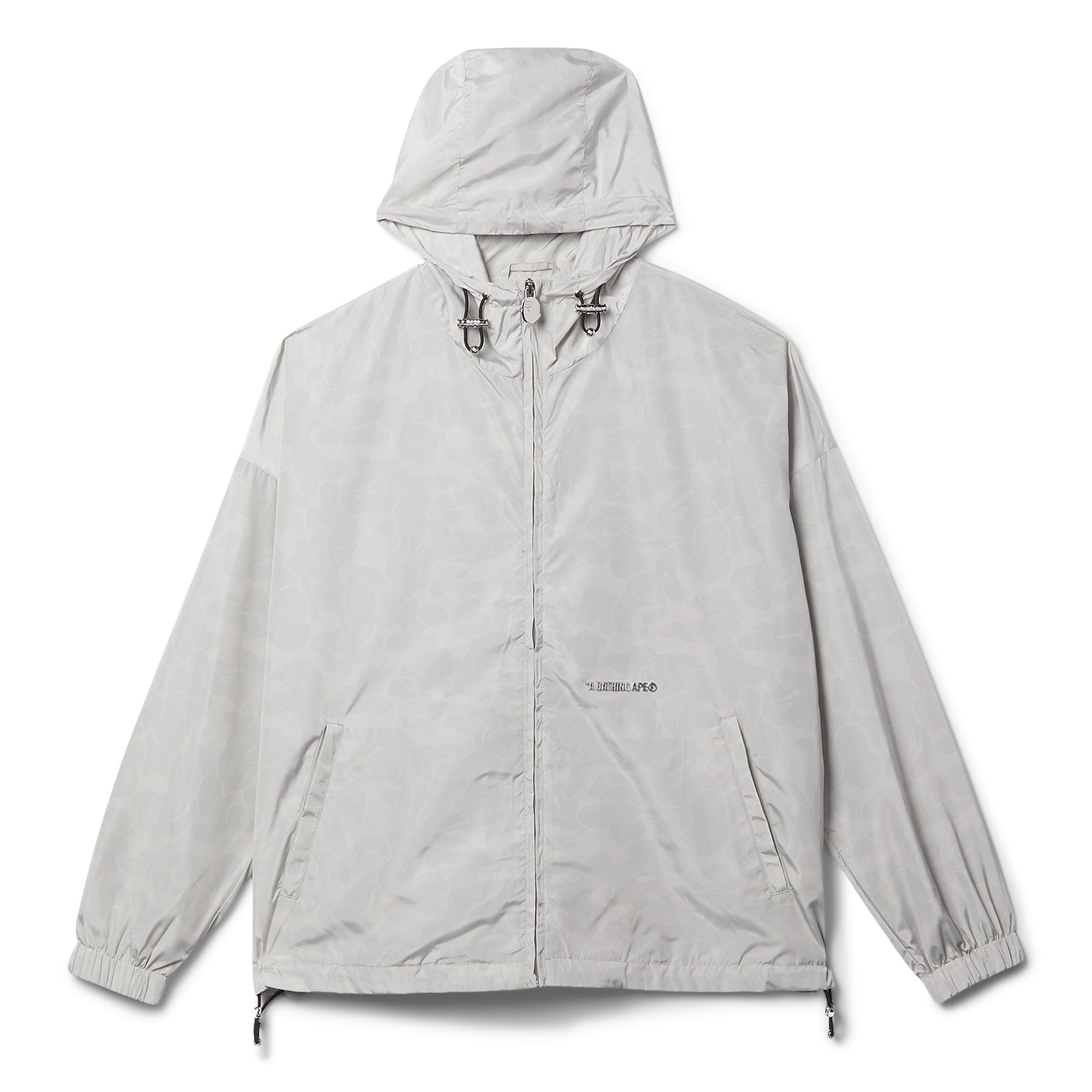 A Bathing Ape Solid Color Nylon Hooded Jacket (Gray) Top