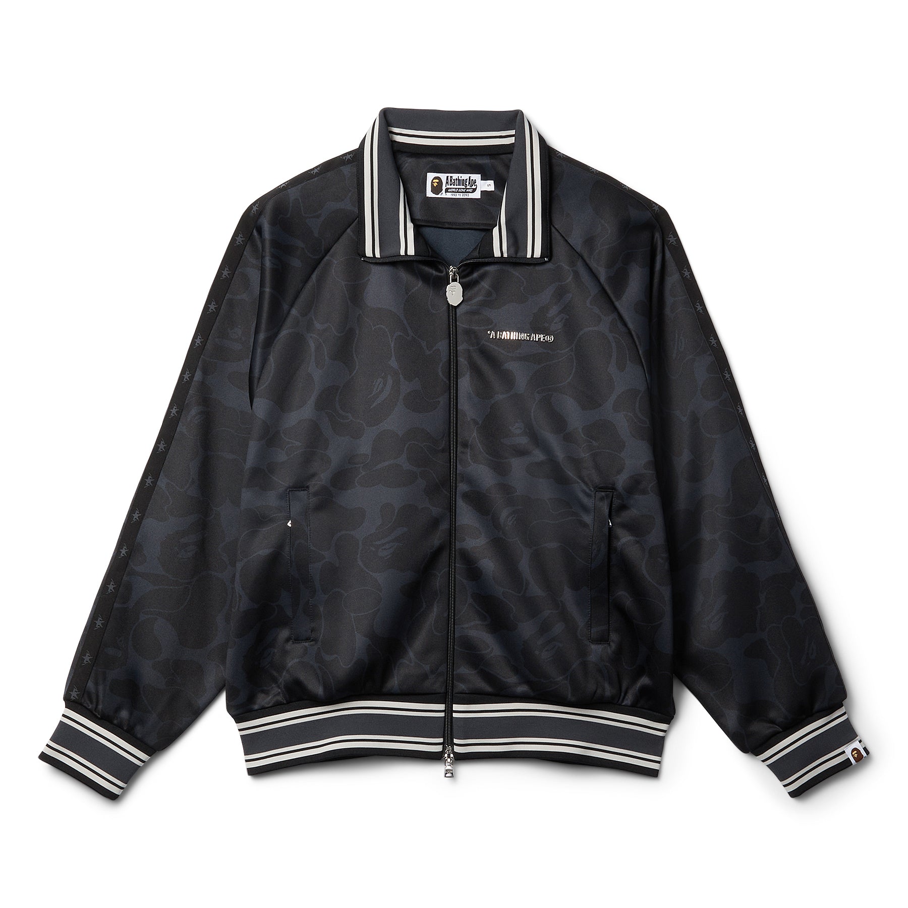 A Bathing Ape Solid Camo Bathing Ape Logo Relaxed Fit Track Jacket (Black) Top