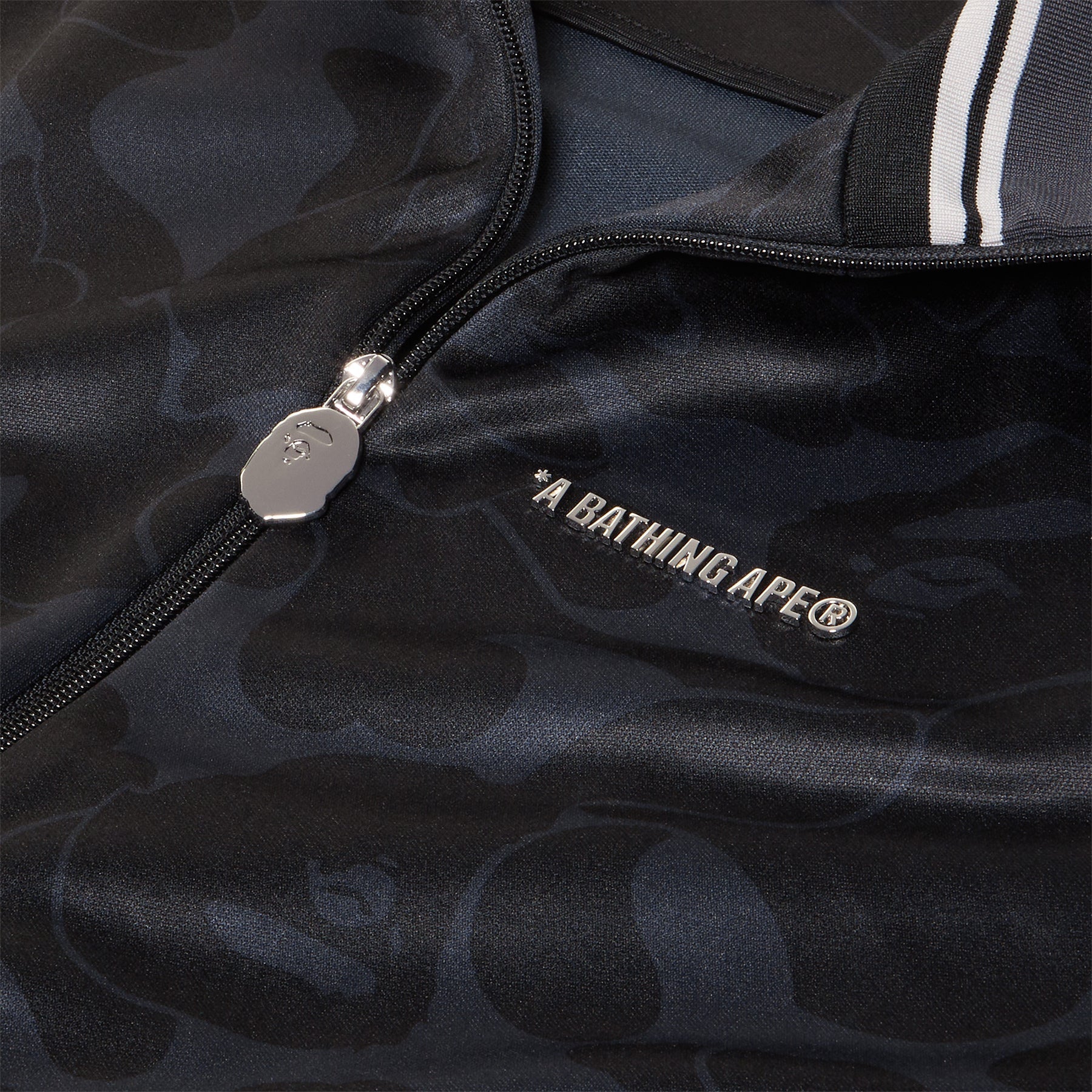 A Bathing Ape Solid Camo Bathing Ape Logo Relaxed Fit Track Jacket (Black) Top