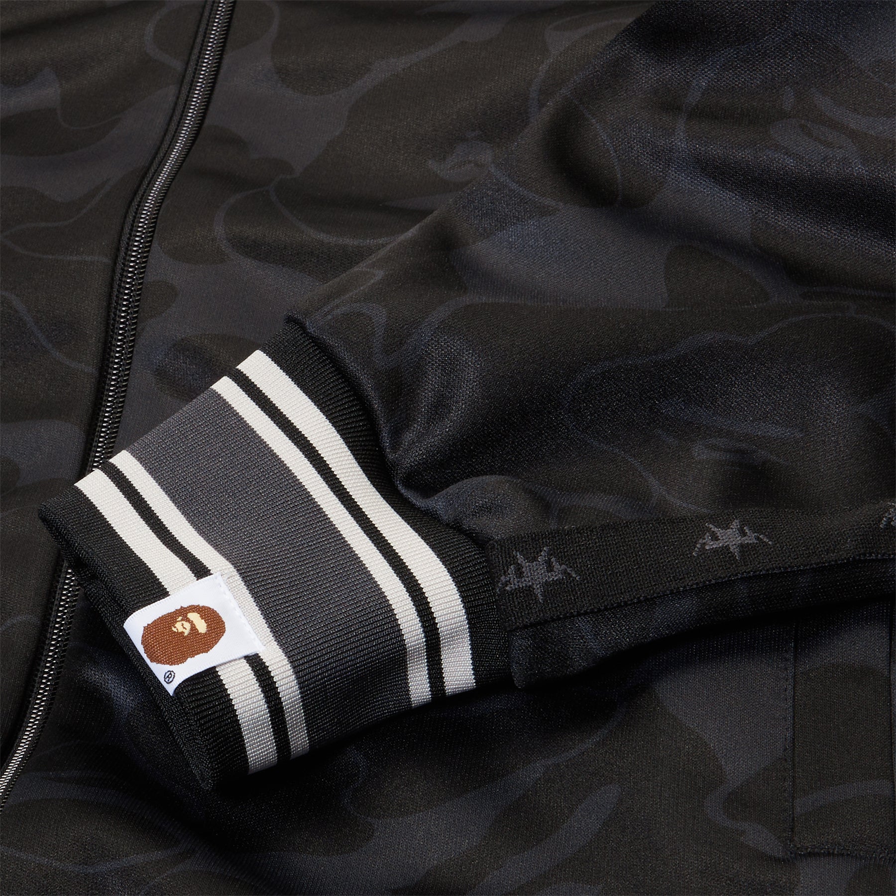 A Bathing Ape Solid Camo Bathing Ape Logo Relaxed Fit Track Jacket (Black) Top