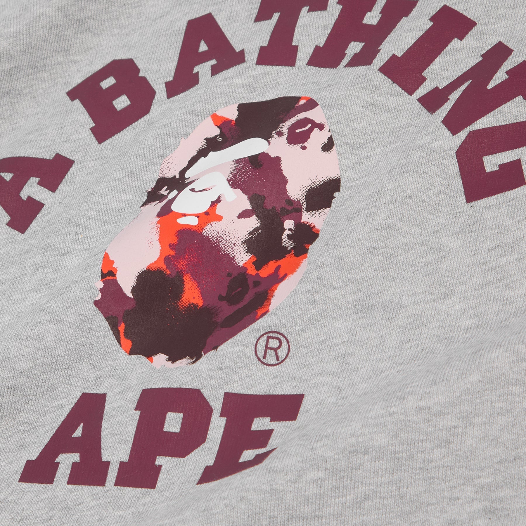 A Bathing Ape Map Camo College Relax Fit Crewneck Sweatshirt (Grey) Top