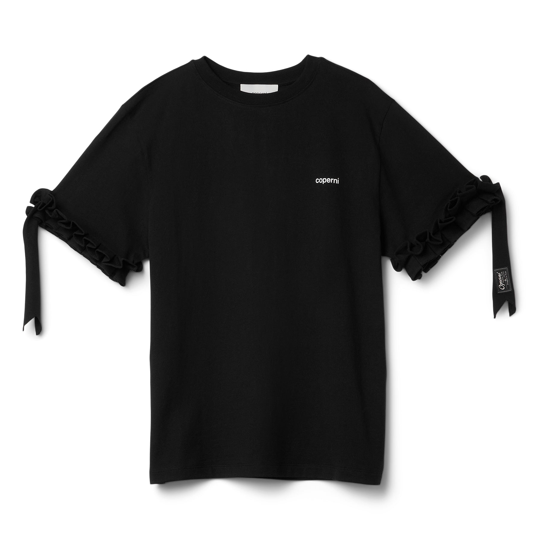 COPERNI Ruffle Logo Boxy T-Shirt (Black) Top