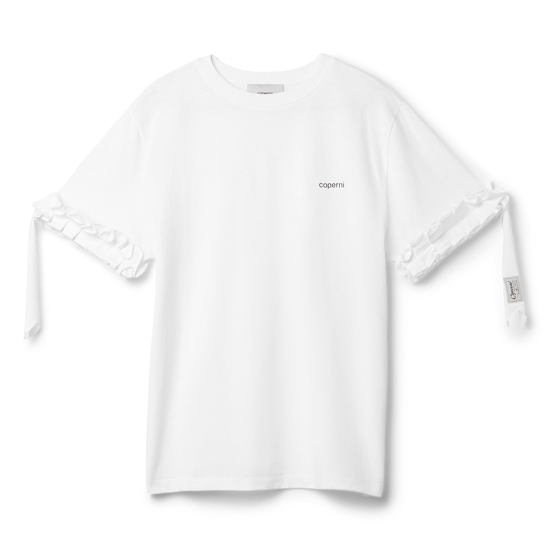 COPERNI Ruffle Logo Boxy T-Shirt (White) Top