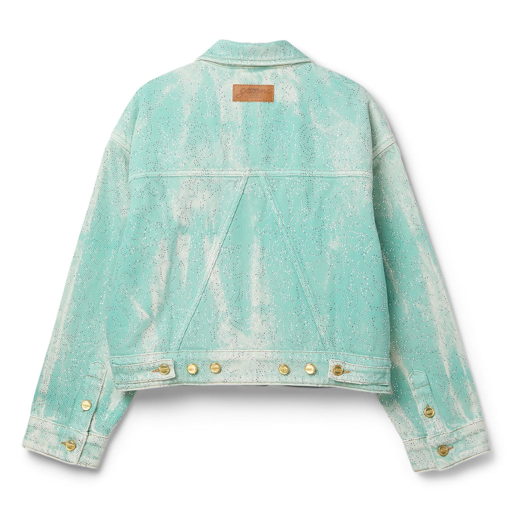 GANNI Overdyed Heavy Denim Cropped Jacket (Brook Green) Top