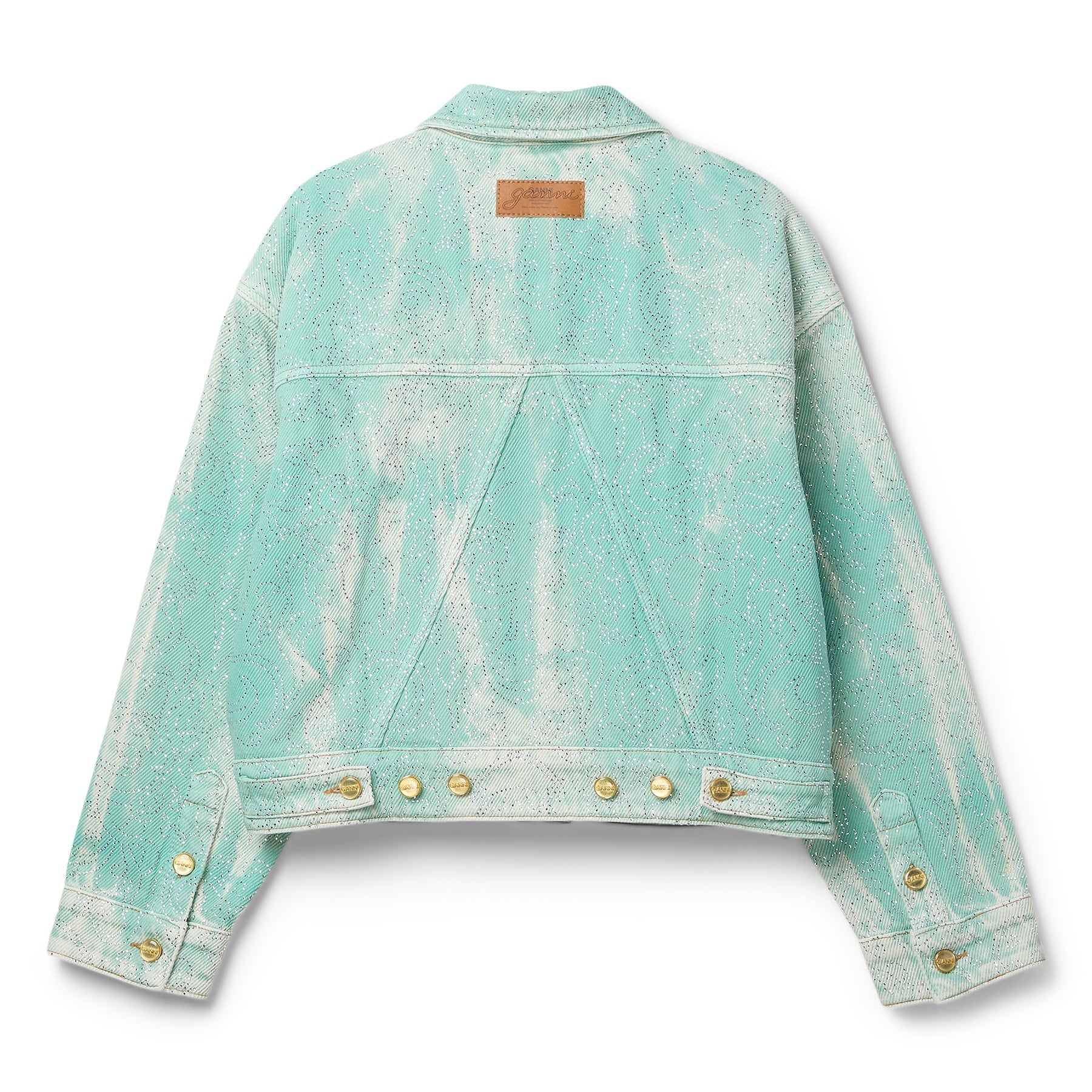 GANNI Overdyed Heavy Denim Cropped Jacket (Brook Green) Top