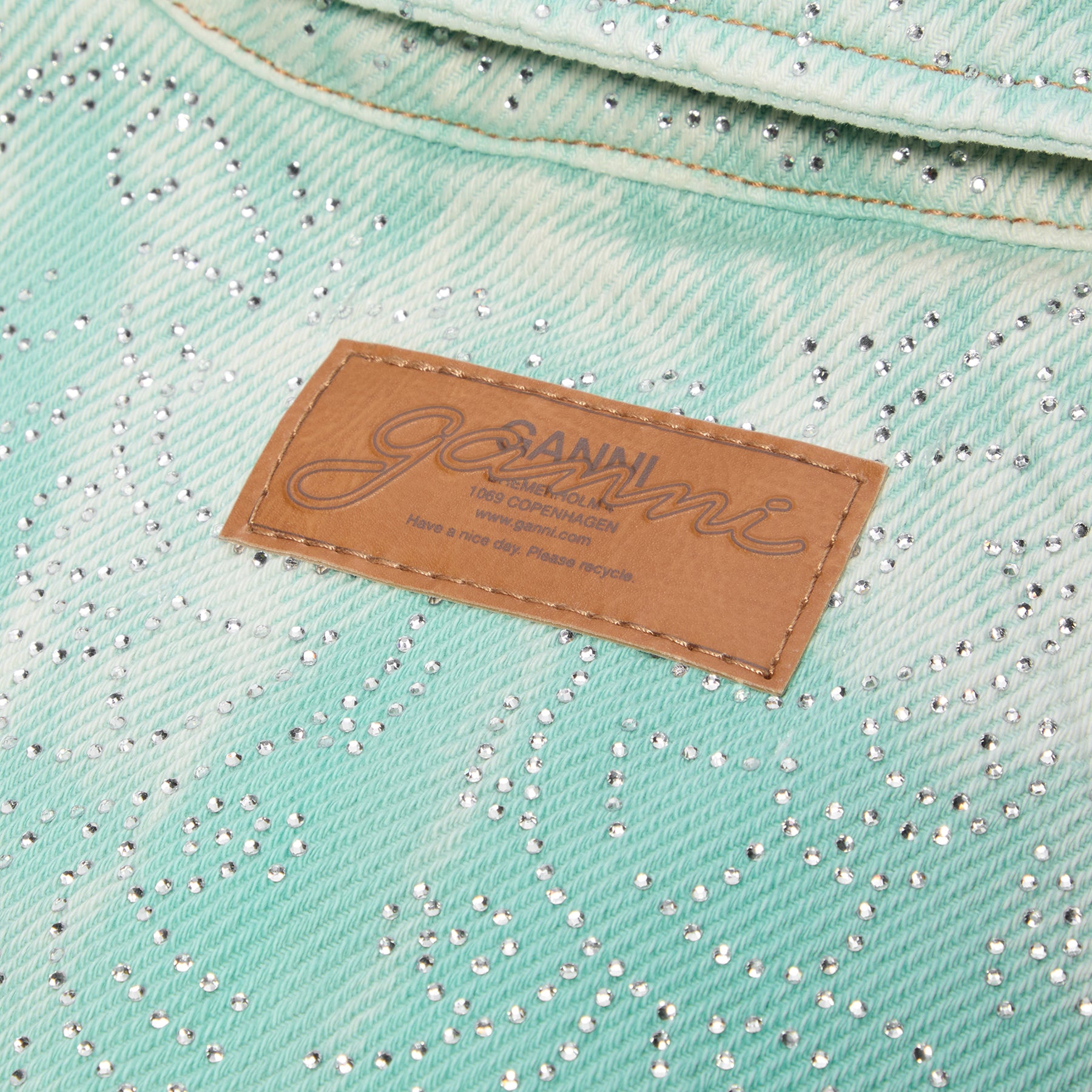 GANNI Overdyed Heavy Denim Cropped Jacket (Brook Green) Top