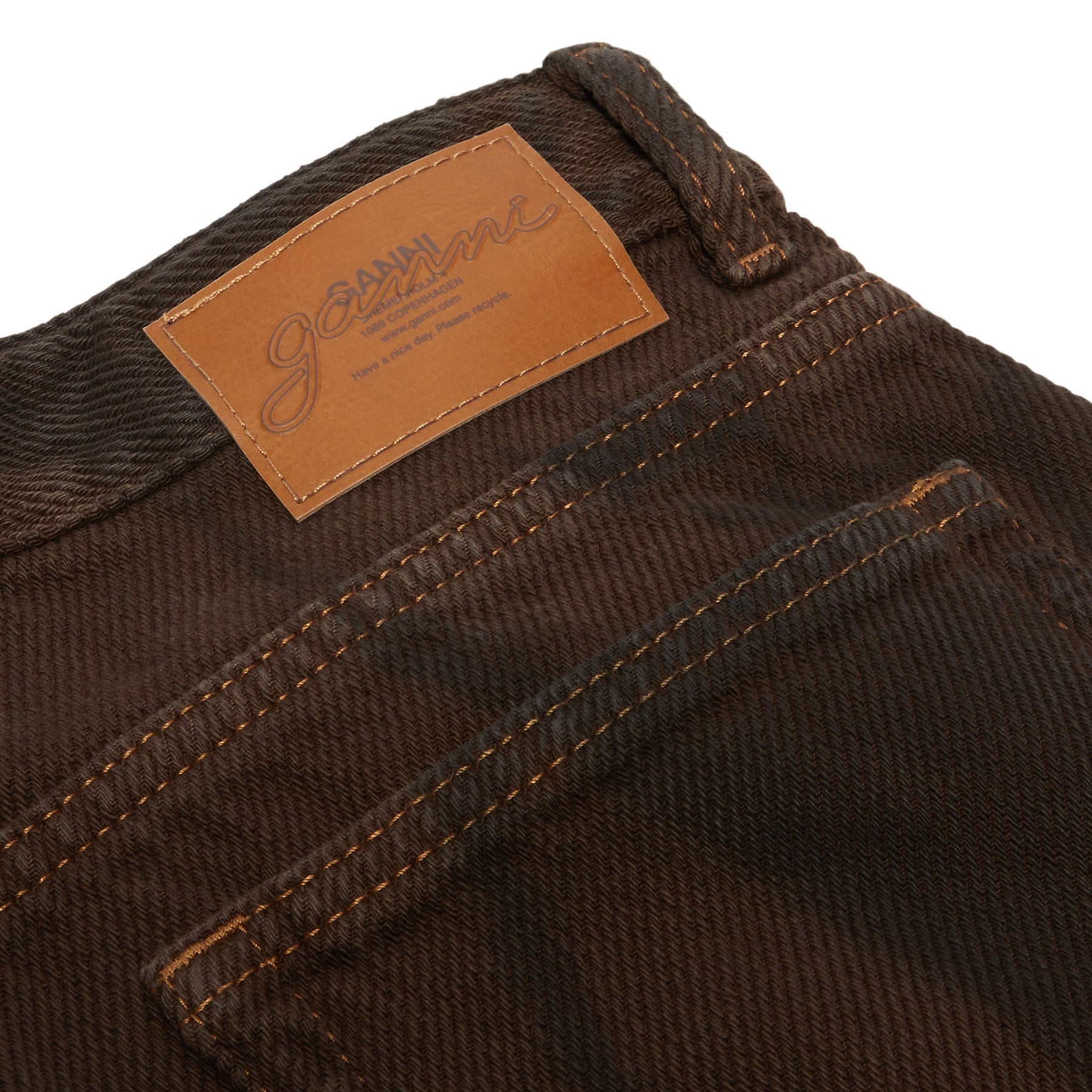 GANNI Overdyed Heavy Denim Baggy Jeans (Chicory Coffee) Trousers