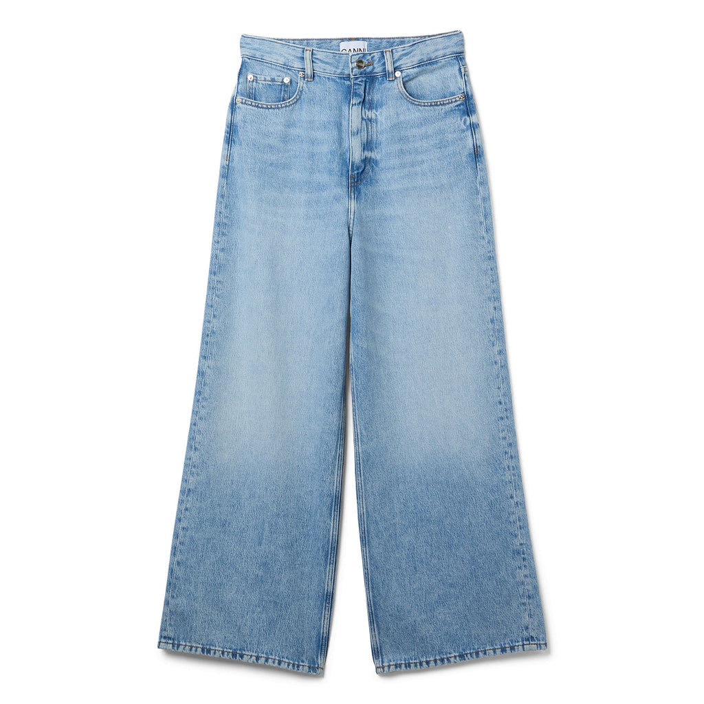GANNI Soft Rigid Denim Baggy Jeans (Light Blue Stone) Trousers