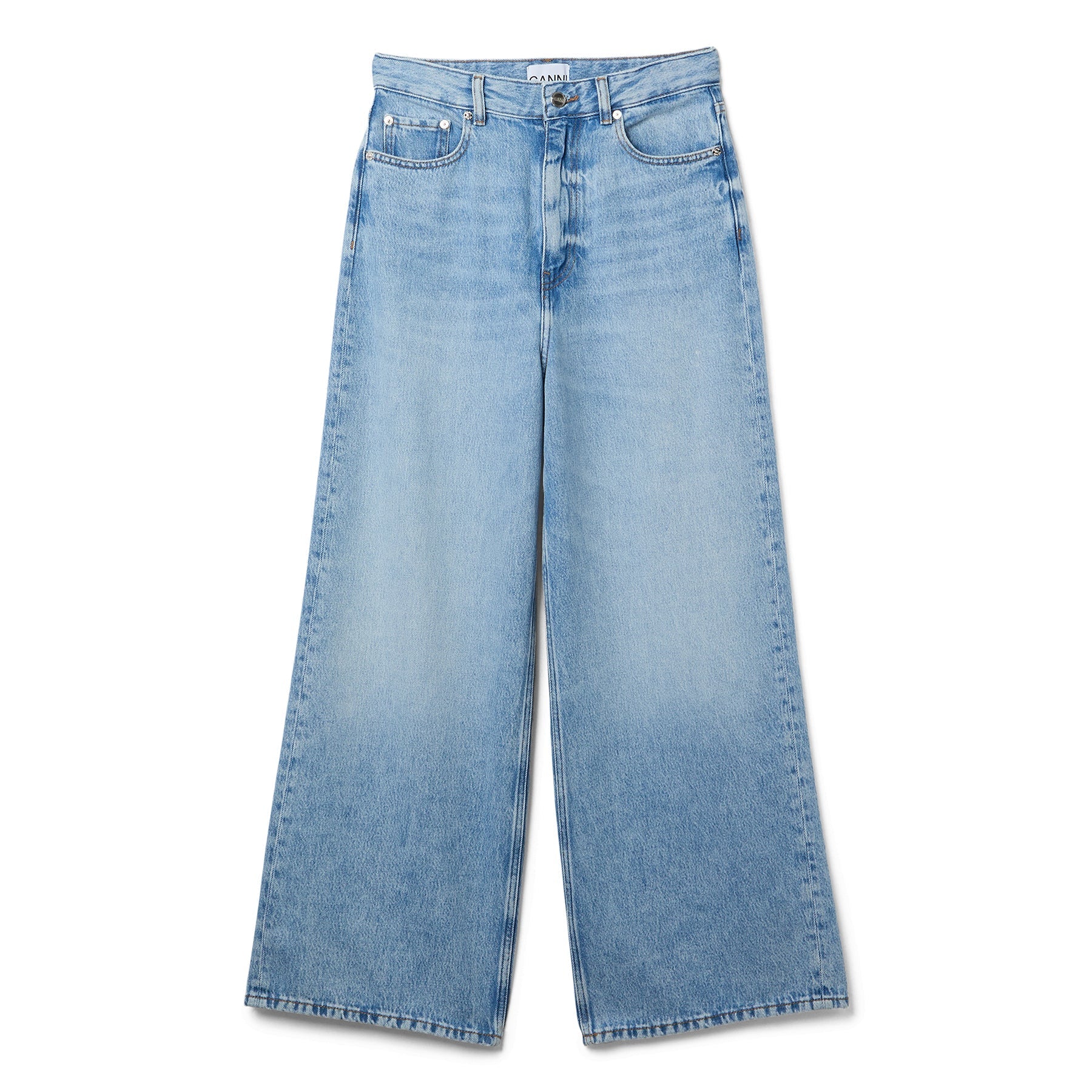 GANNI Soft Rigid Denim Baggy Jeans (Light Blue Stone) Trousers