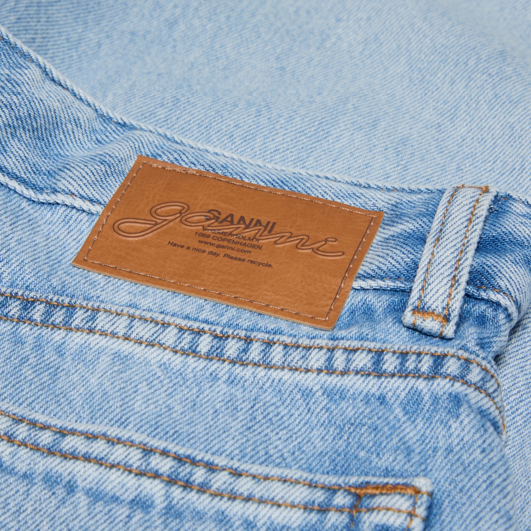 GANNI Soft Rigid Denim Baggy Jeans (Light Blue Stone) Trousers
