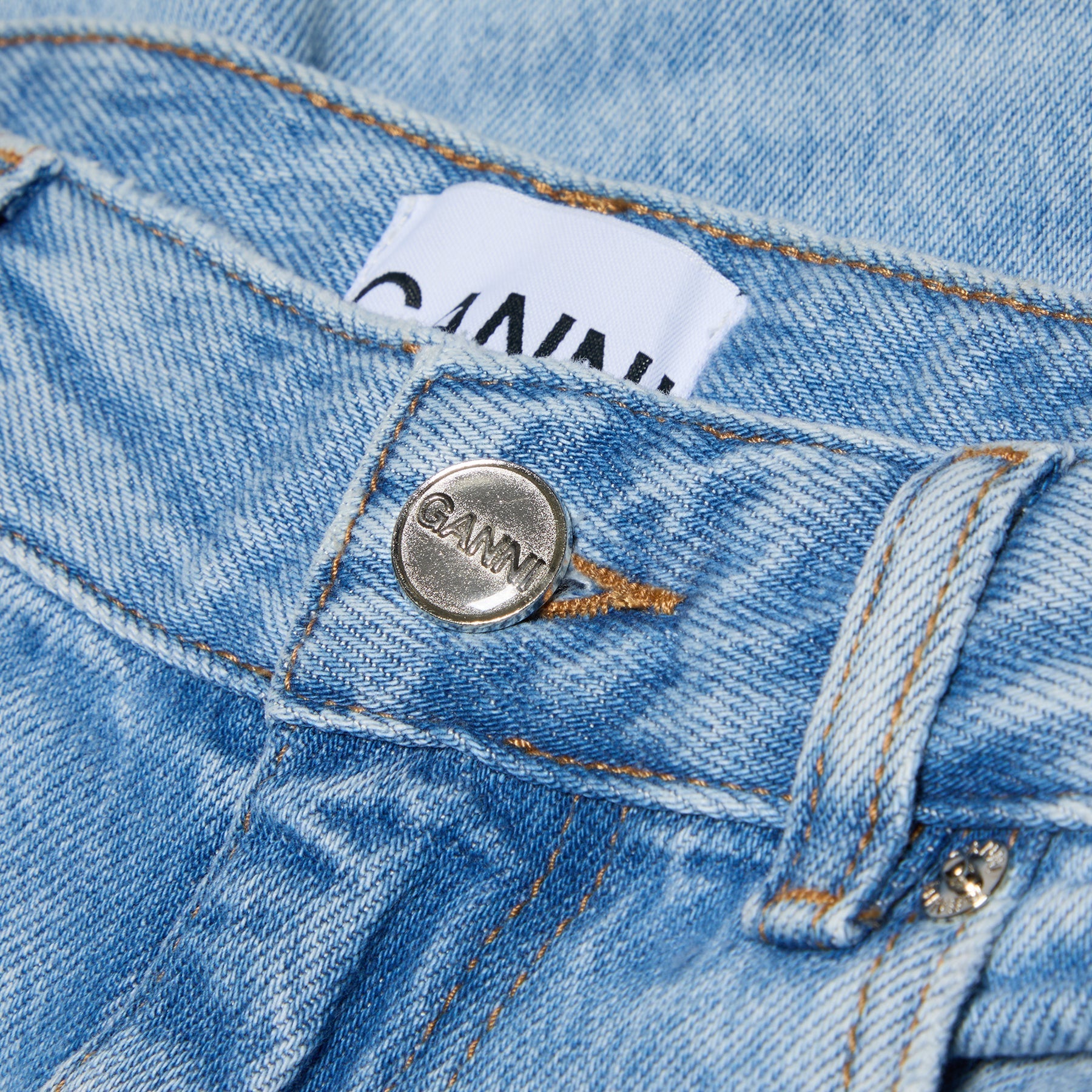 GANNI Soft Rigid Denim Baggy Jeans (Light Blue Stone) Trousers