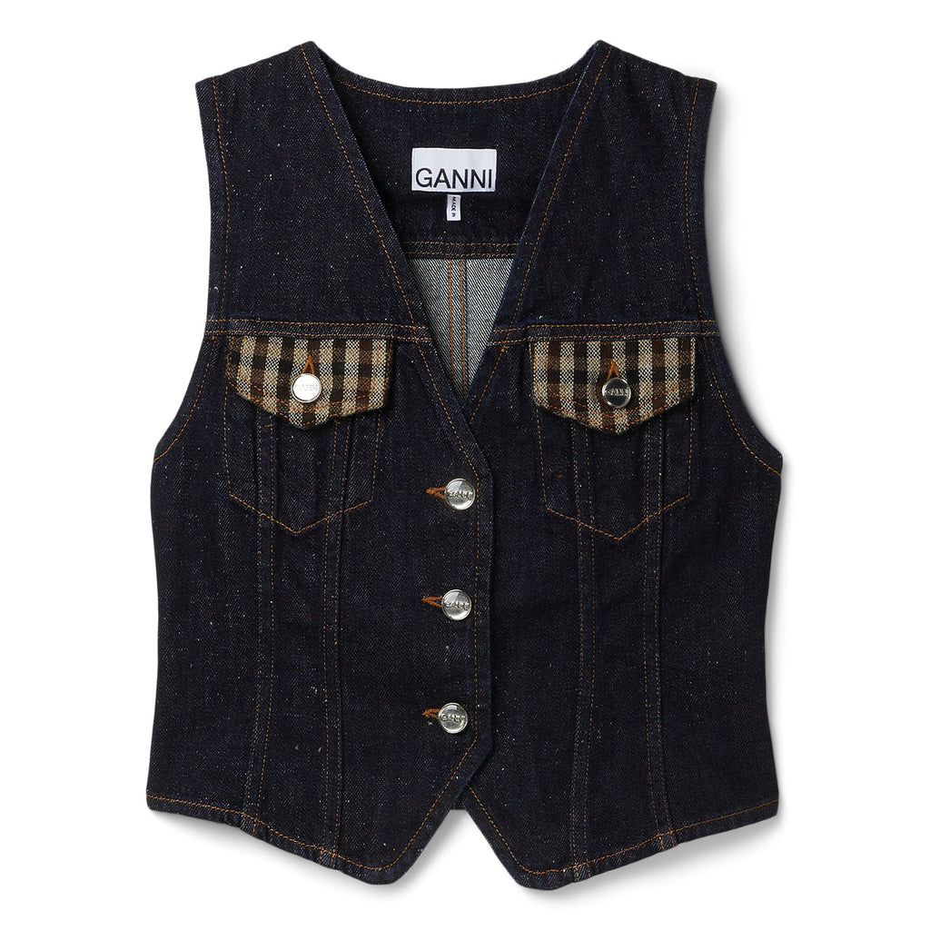 GANNI Neppy Denim Vest (Dark Blue Stone) Top