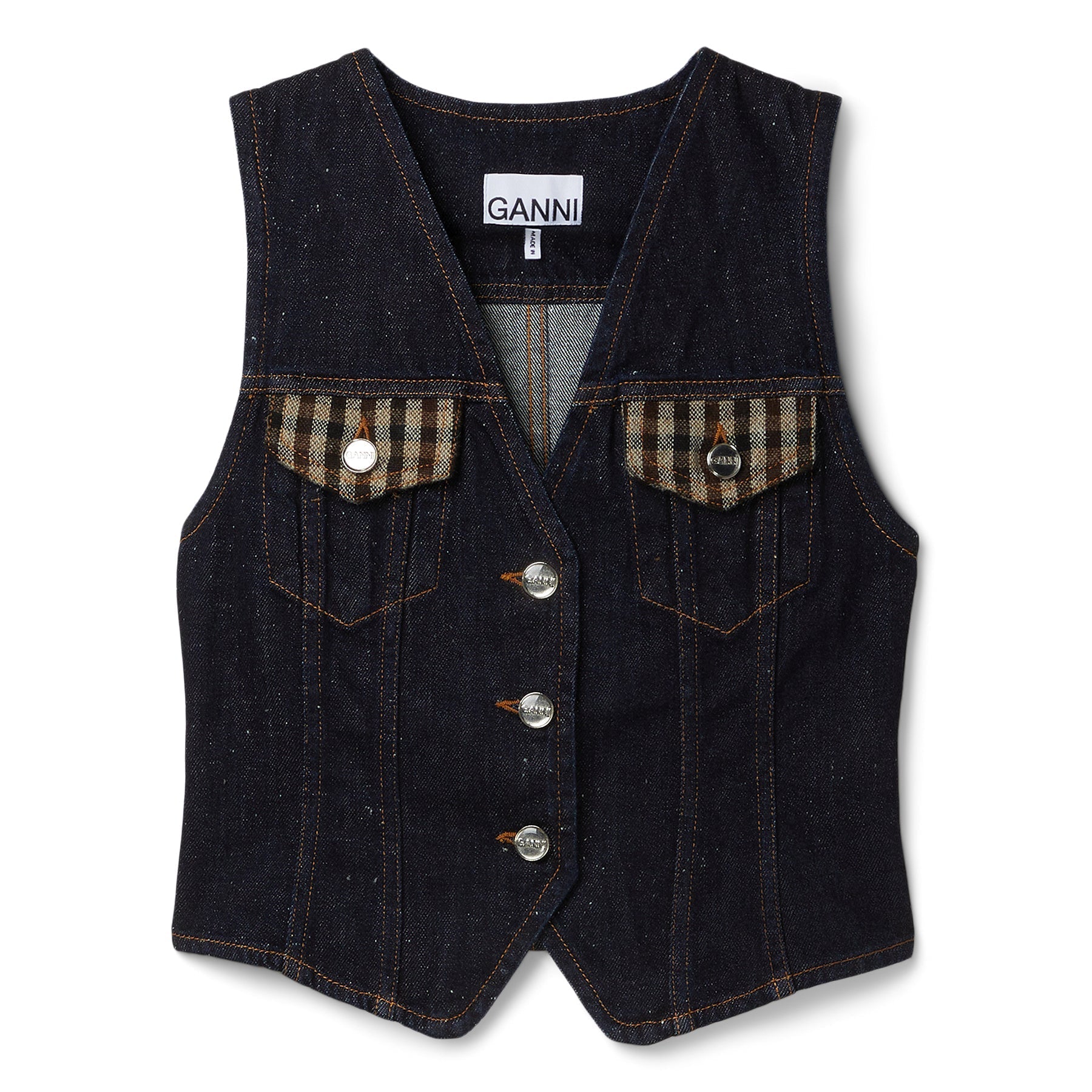 GANNI Neppy Denim Vest (Dark Blue Stone) Top