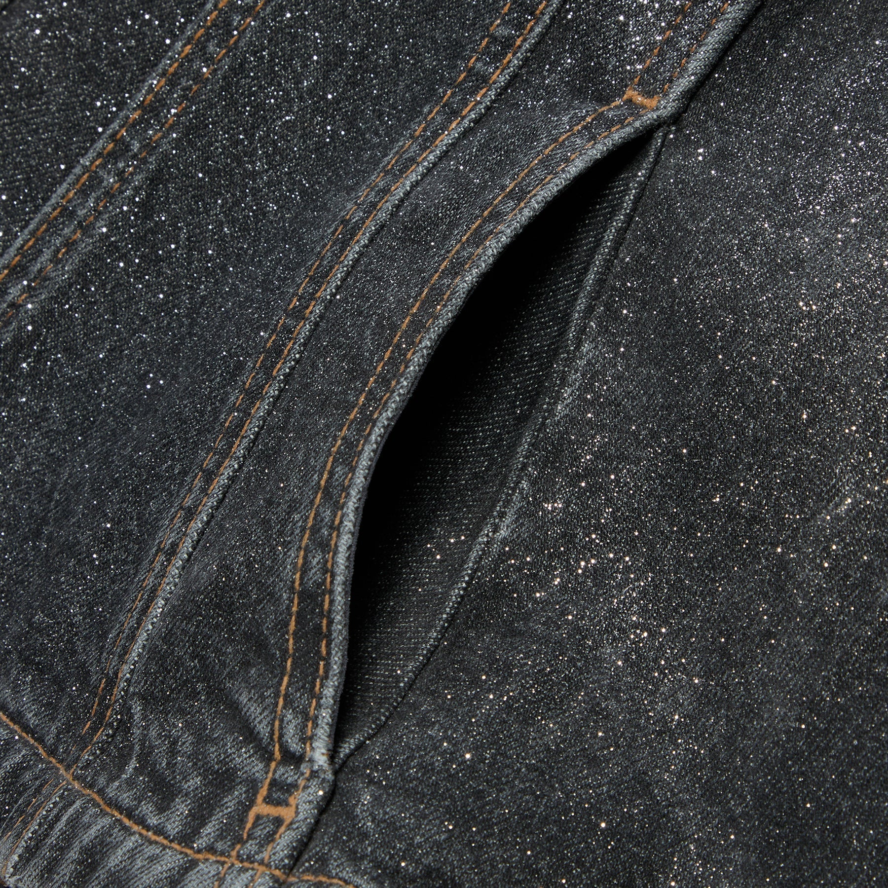 GANNI Shimmery Foil Denim Fitted Blazer (Washed Black/Black) Top