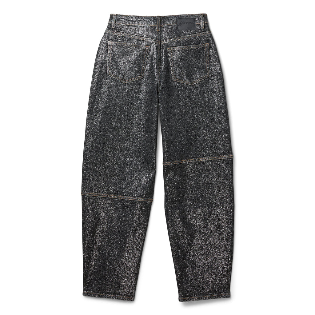 GANNI Shimmery Foil Denim Stary (Washed Black/Black) Trousers