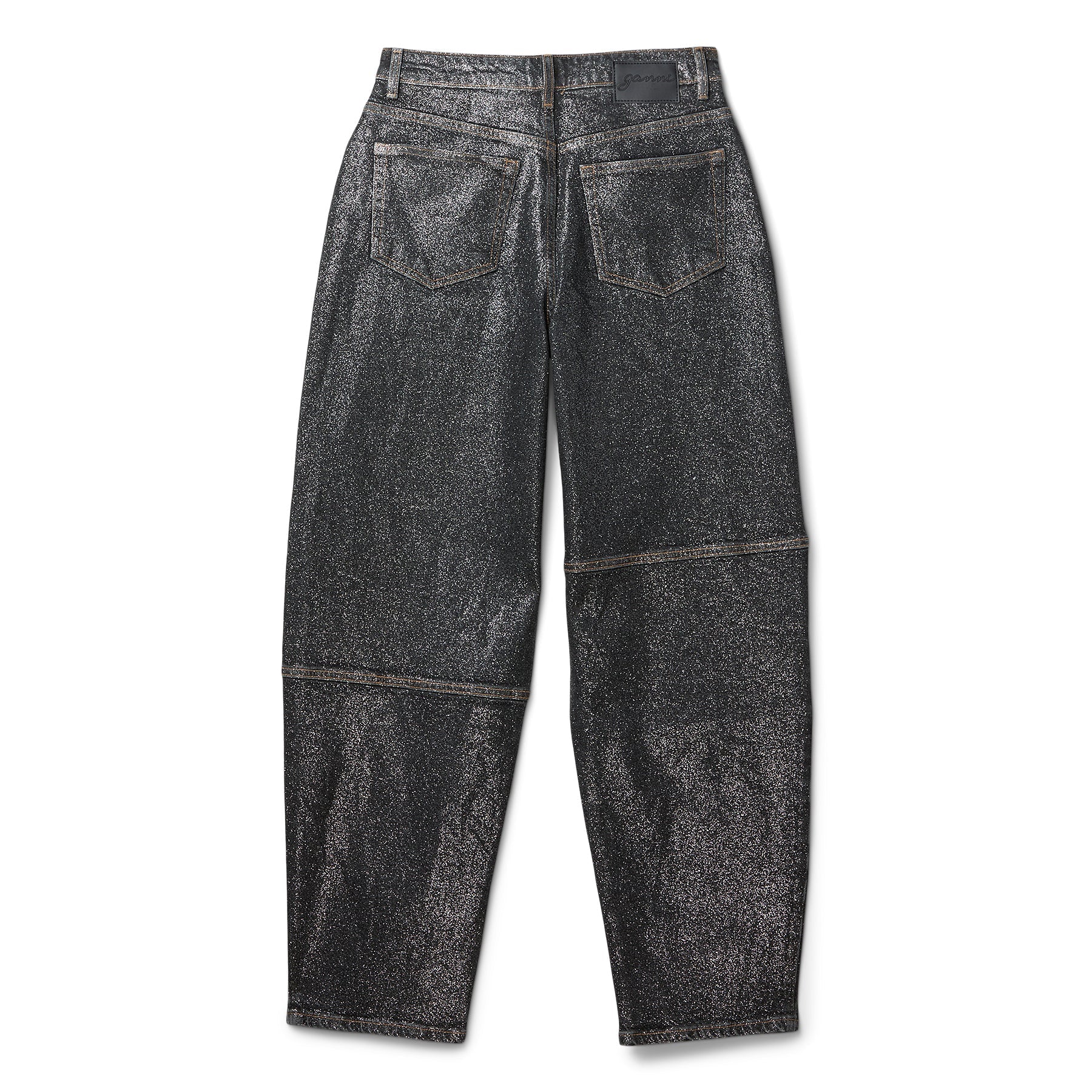 GANNI Shimmery Foil Denim Stary (Washed Black/Black) Trousers