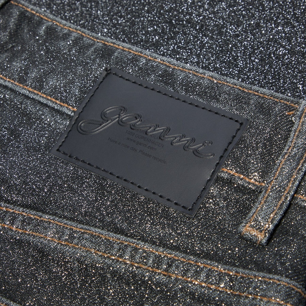 GANNI Shimmery Foil Denim Stary (Washed Black/Black) Trousers