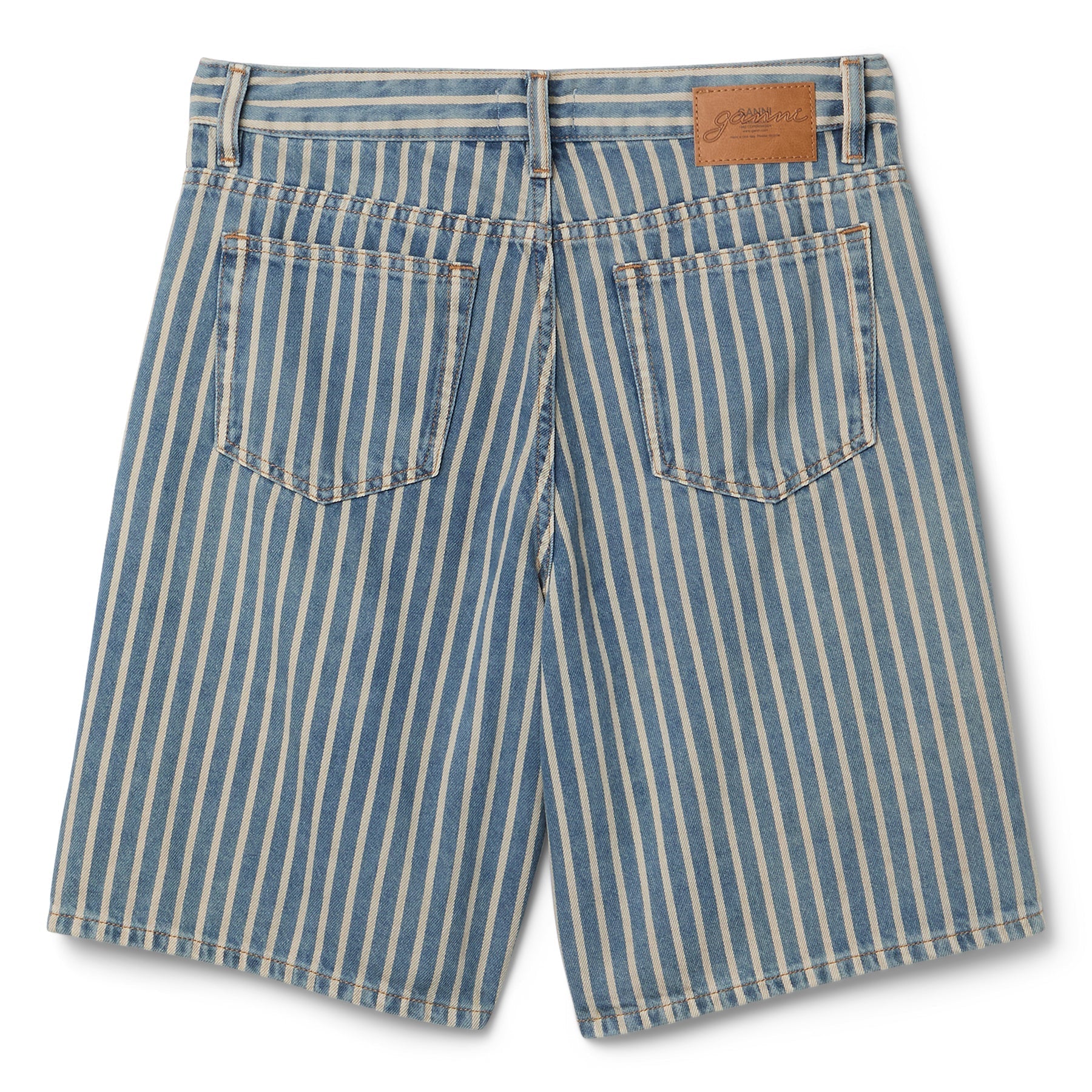 GANNI Light Stripe Denim Shorts (Soft Chambray) Trousers