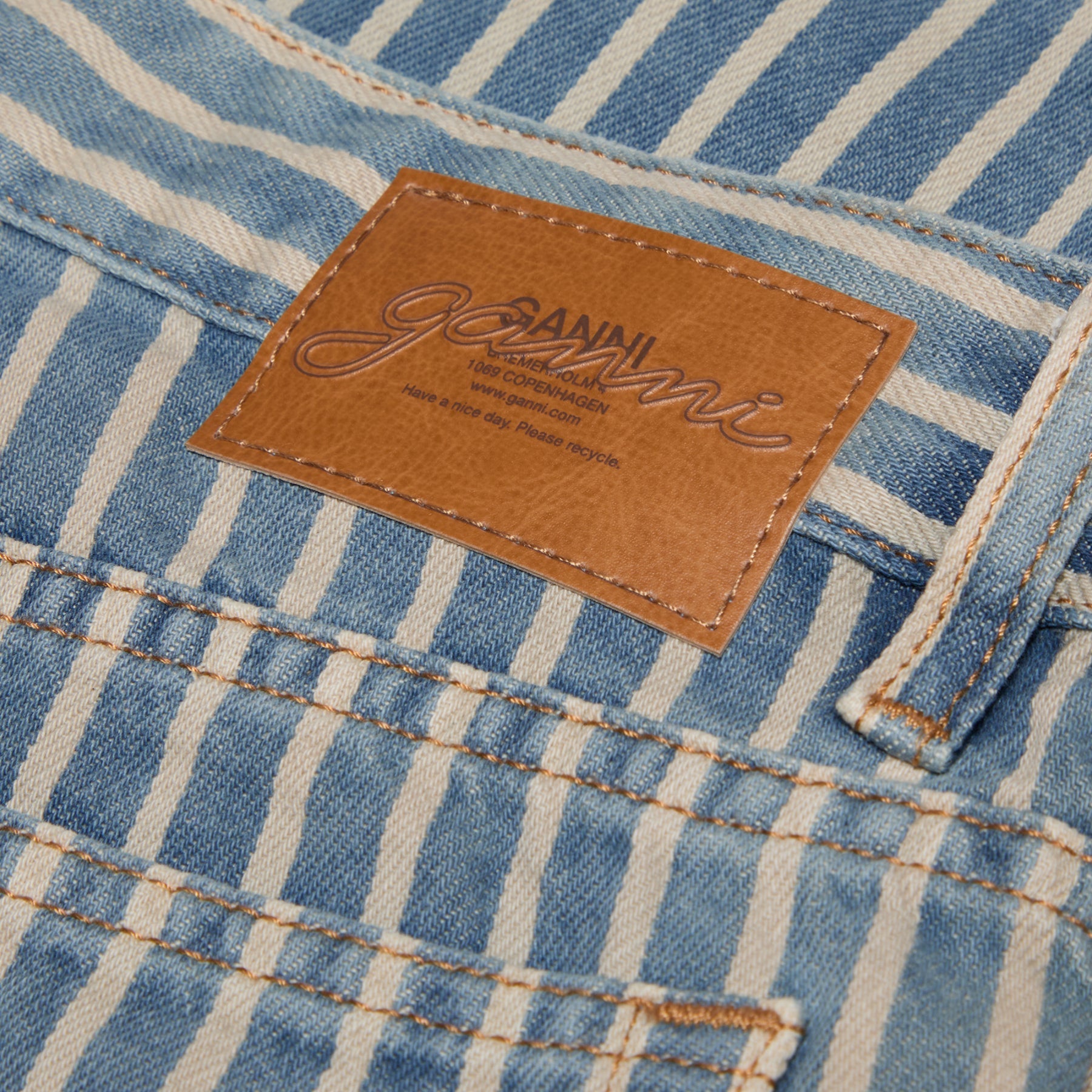 GANNI Light Stripe Denim Shorts (Soft Chambray) Trousers