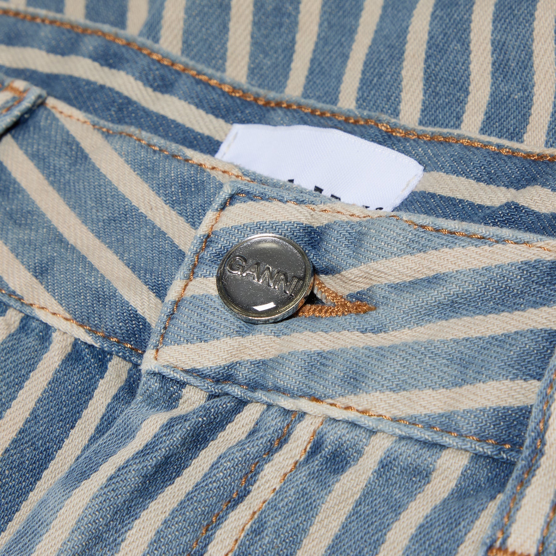 GANNI Light Stripe Denim Shorts (Soft Chambray) Trousers