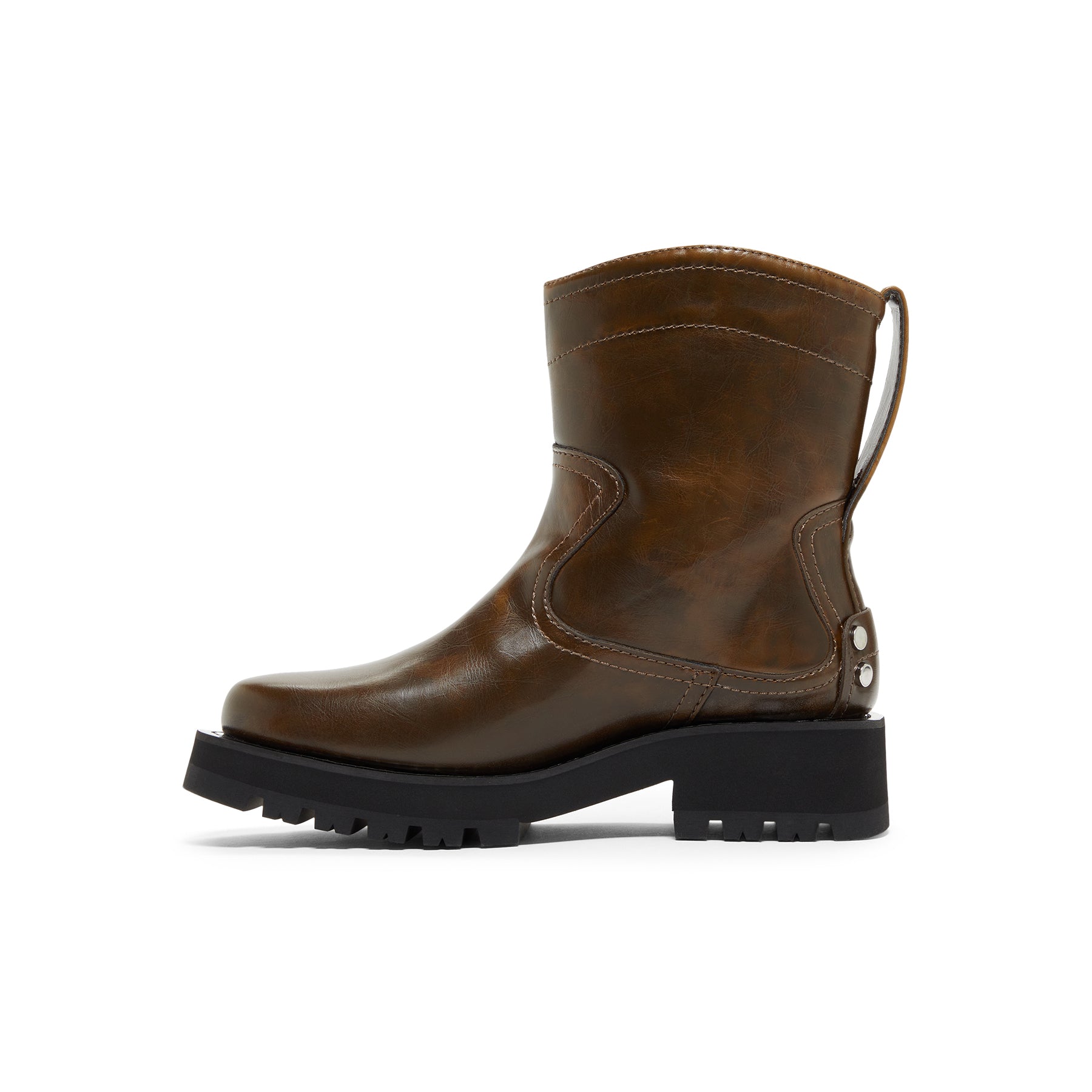 ganni-studs-low-boot-crinkle-oleatex-s3024-826-dark-olive  Footwear