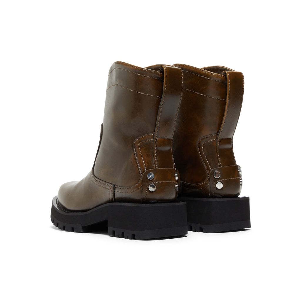 ganni-studs-low-boot-crinkle-oleatex-s3024-826-dark-olive  Footwear