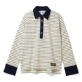 GANNI Striped Cotton Polo (Egret) Top
