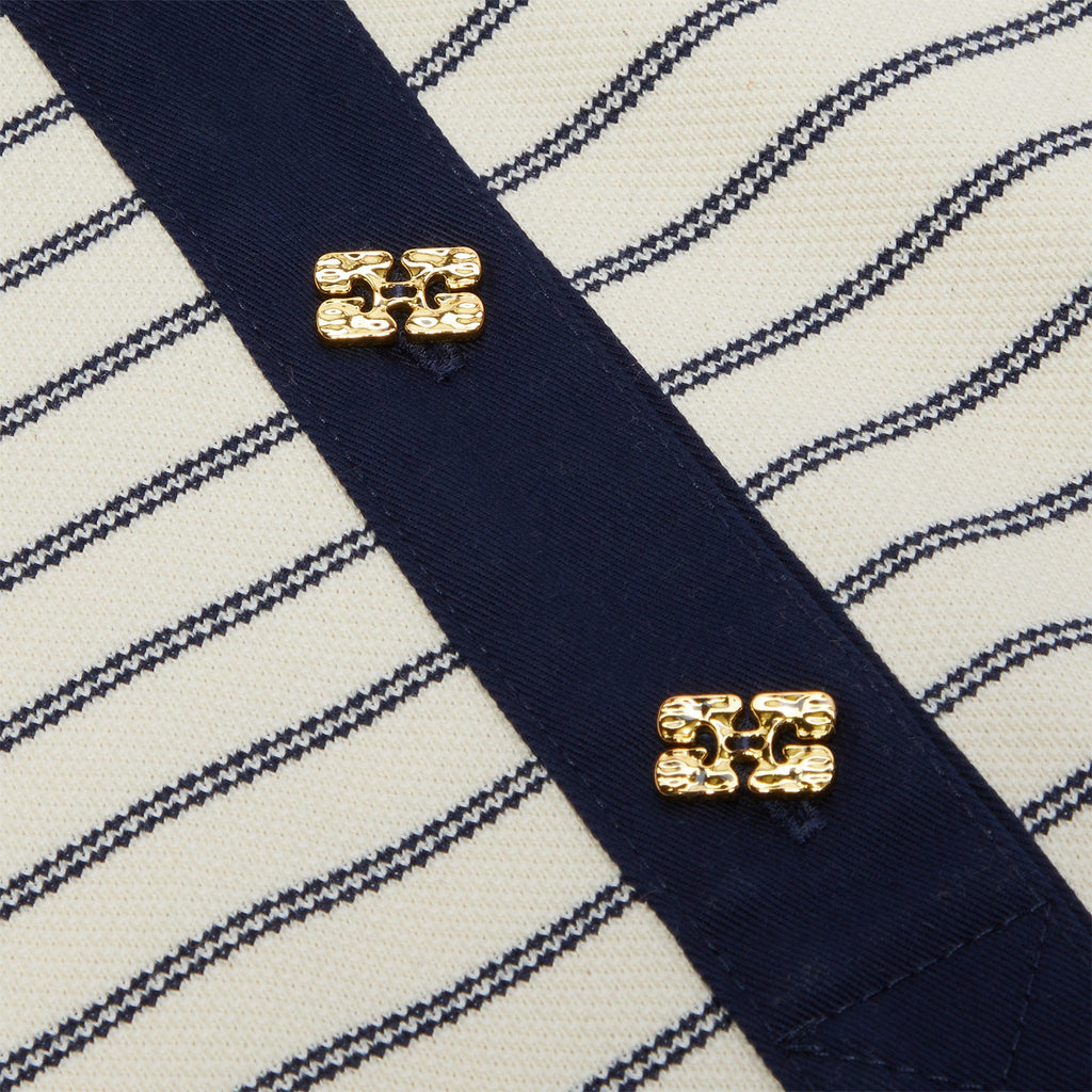 GANNI Striped Cotton Polo (Egret) Top