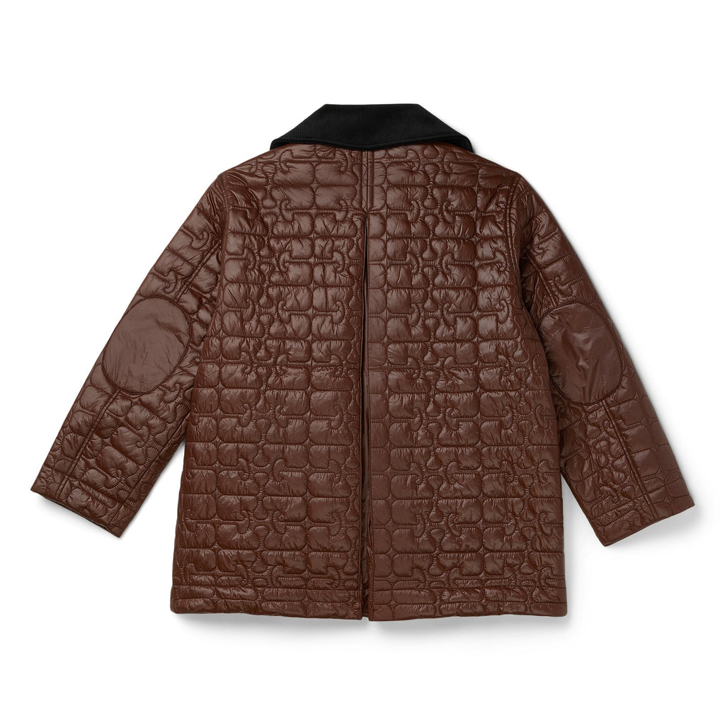 GANNI Shiny Quilt Midi Jacket (Chicory Coffee) Top