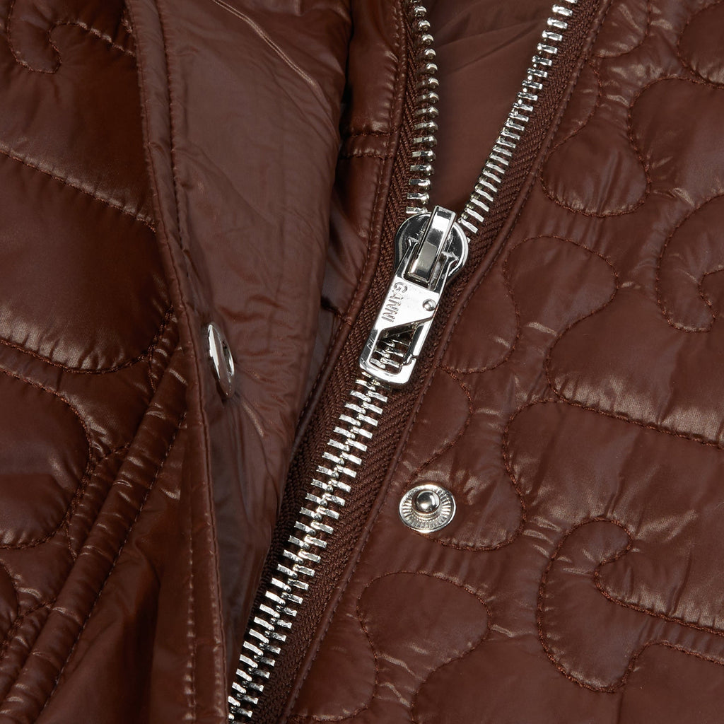 GANNI Shiny Quilt Midi Jacket (Chicory Coffee) Top