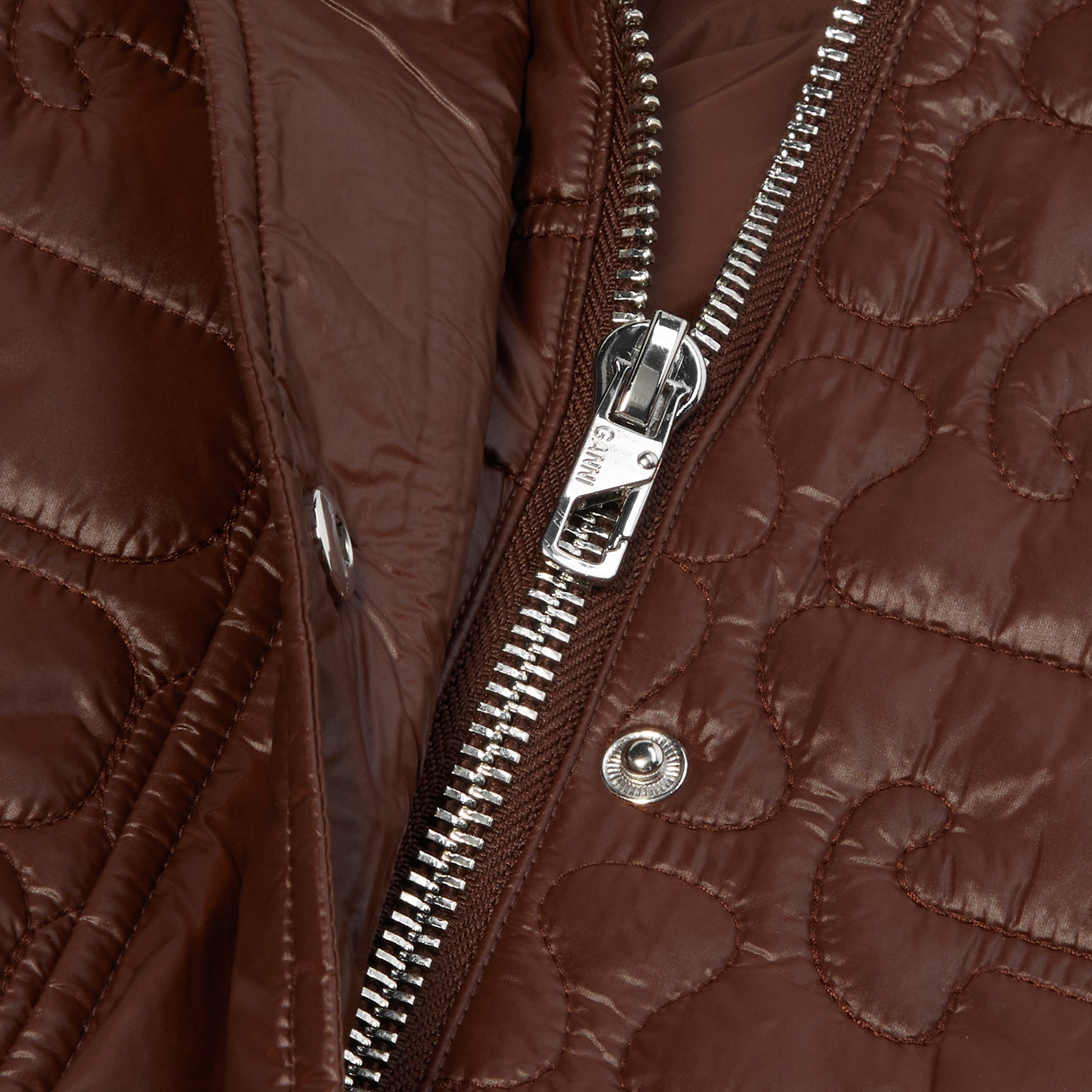 GANNI Shiny Quilt Midi Jacket (Chicory Coffee) Top