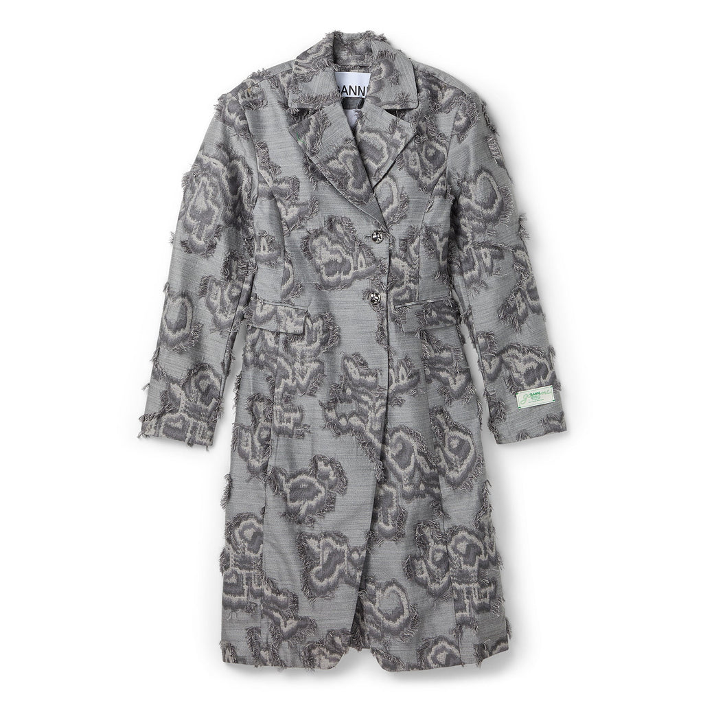 GANNI Fil Coupe Suiting Coat (Mockingbird) Top