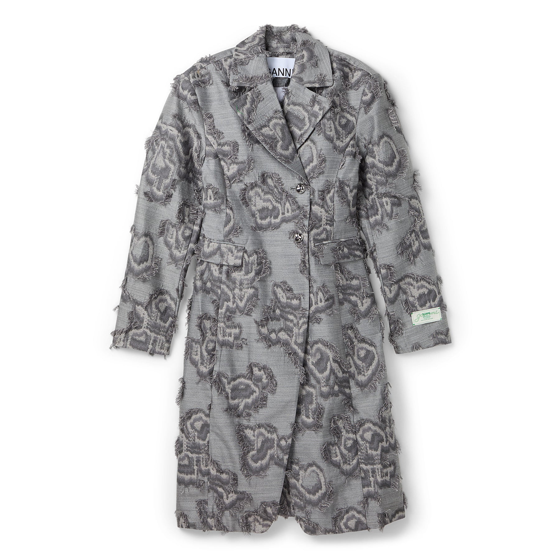 GANNI Fil Coupe Suiting Coat (Mockingbird) Top