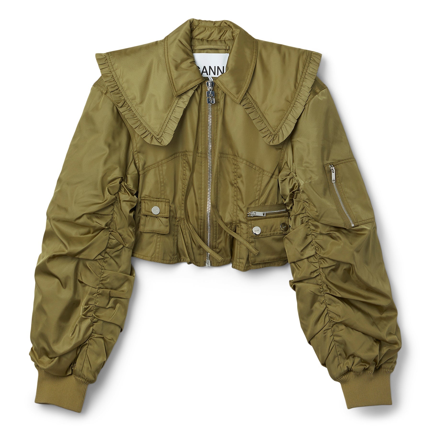 GANNI Duchesse Nylon Fitted Jacket (Boa) Top