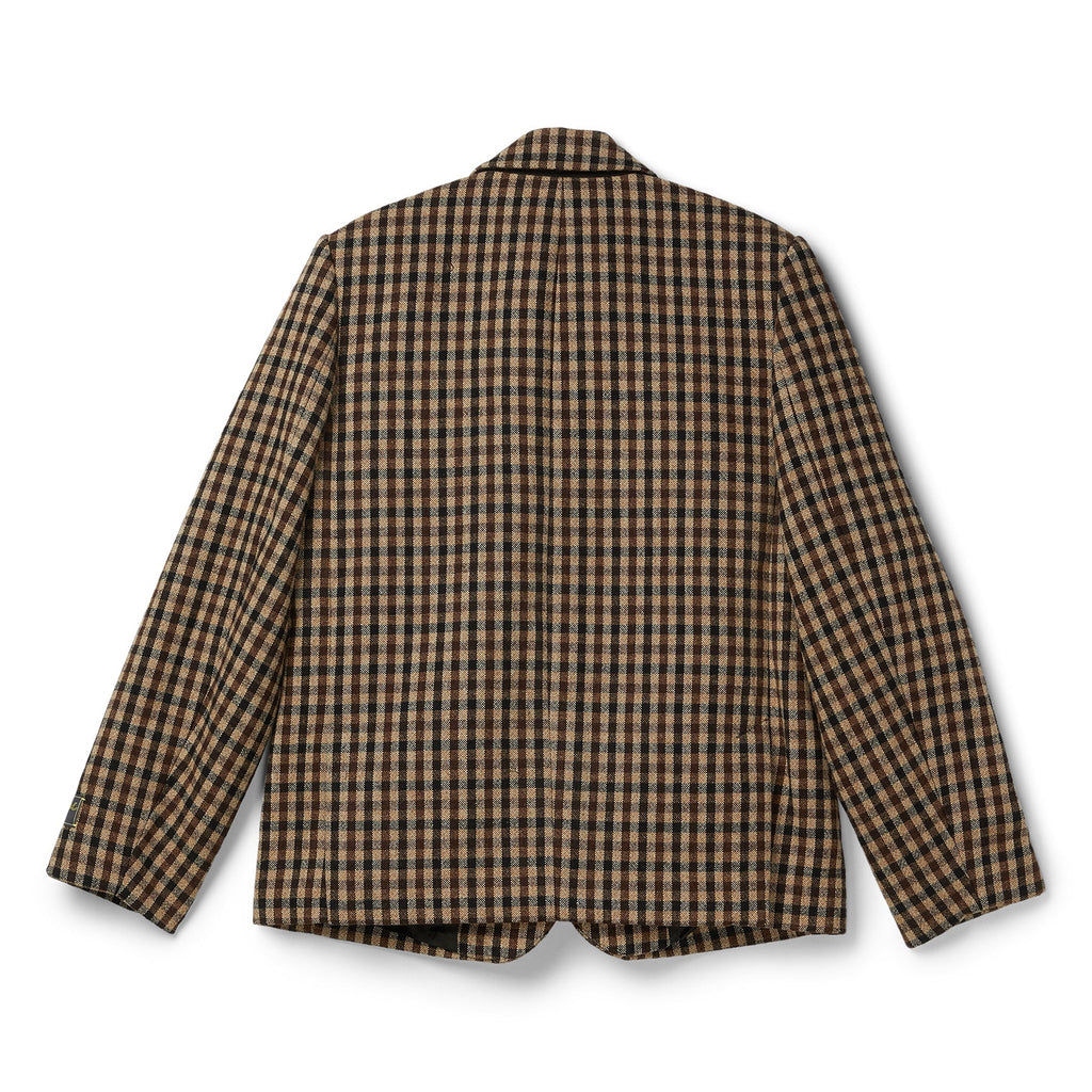GANNI Check Wool Mix Oversized Blazer (Chicory Coffee) Top