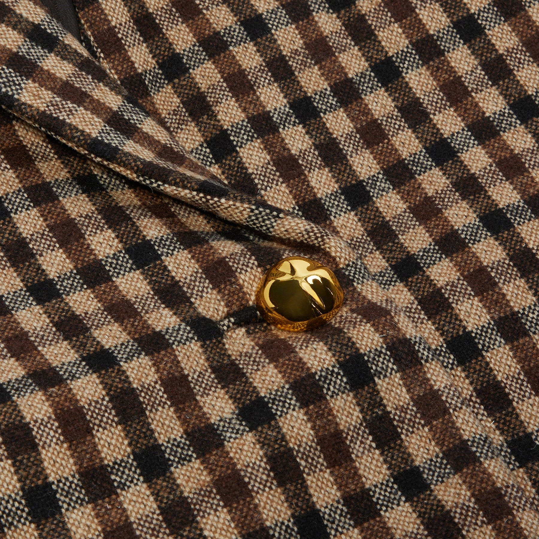 GANNI Check Wool Mix Oversized Blazer (Chicory Coffee) Top