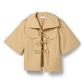 GANNI Classic Summer Suiting Cowl Neck Blouse (Pale Khaki) Top