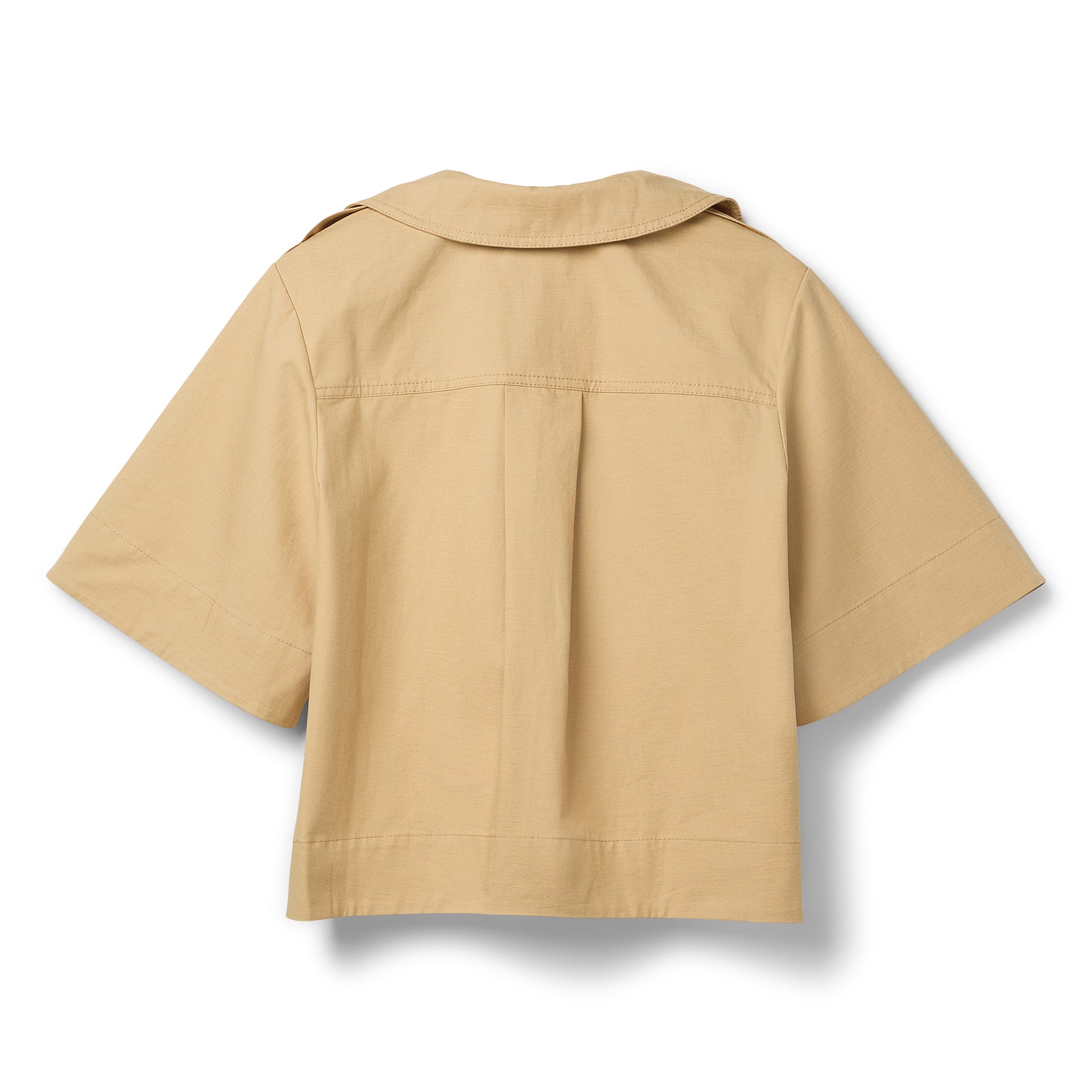 GANNI Classic Summer Suiting Cowl Neck Blouse (Pale Khaki) Top