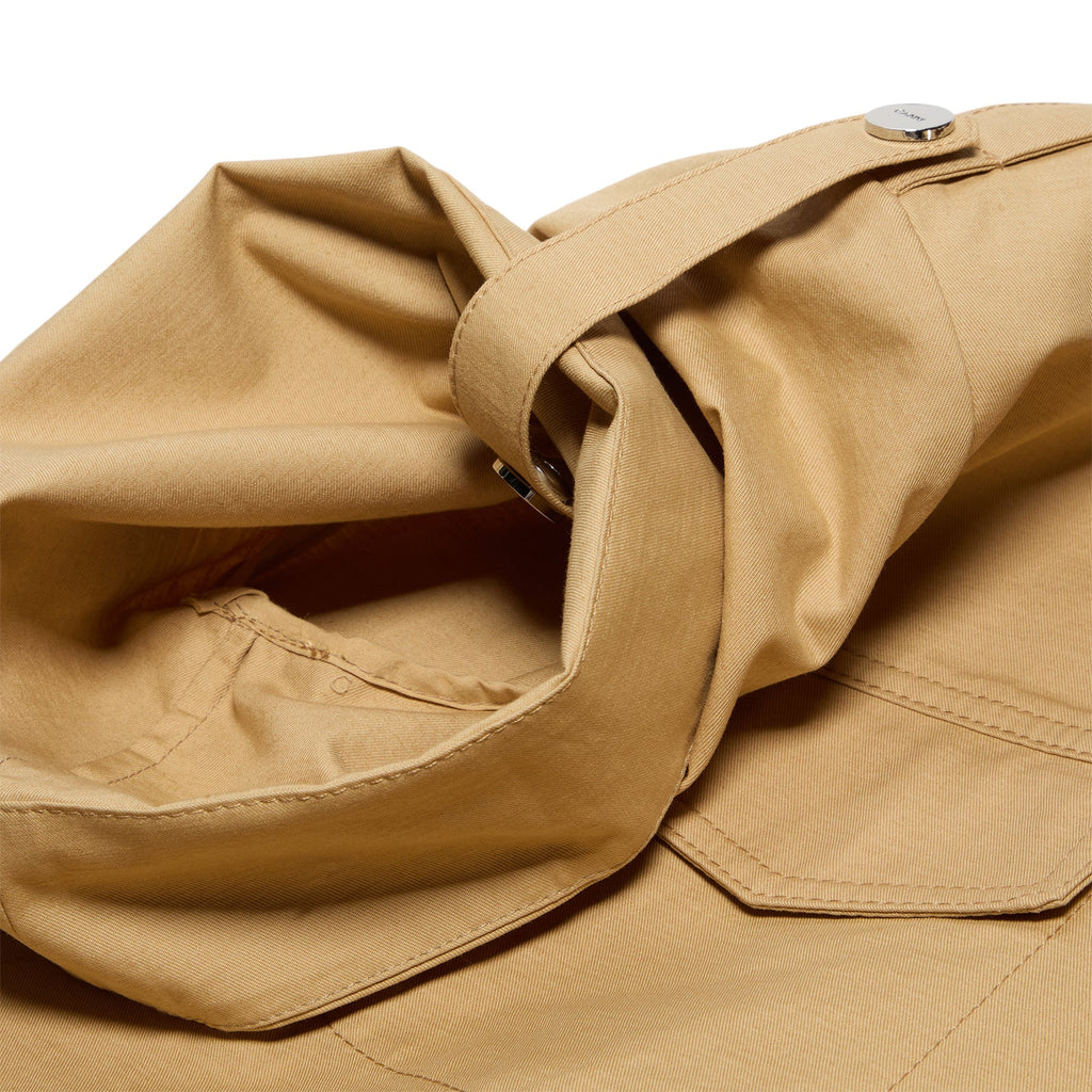 GANNI Classic Summer Suiting Cowl Neck Blouse (Pale Khaki) Top