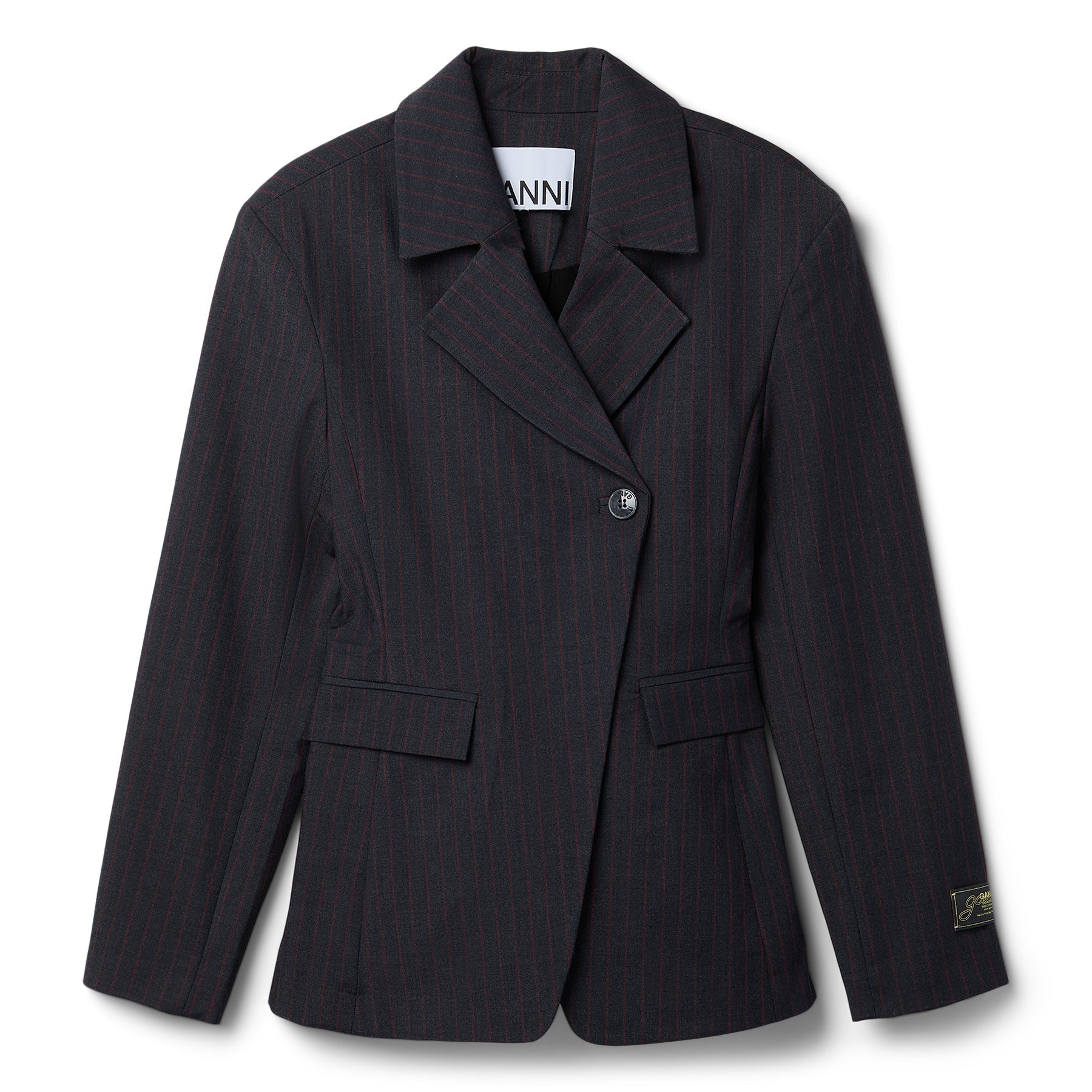 GANNI Stretch Stripe Blazer (Phantom) Top