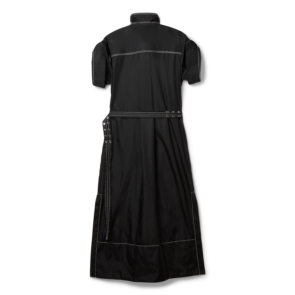GANNI Duchesse Nylon Cowl Neck Long Dress (Black)
