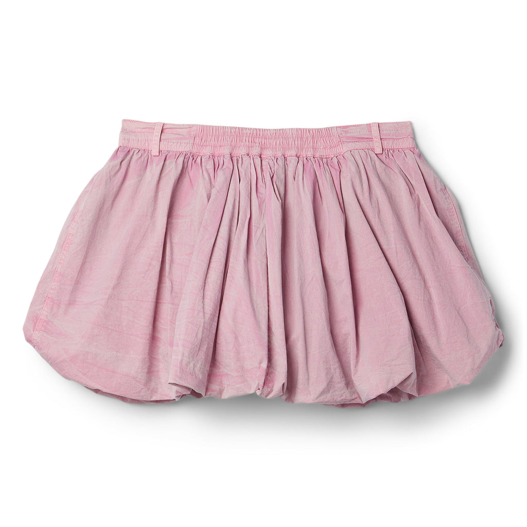 GANNI Washed Stretch Cotton Mini Bubble Skirt (Bleached Mauve)